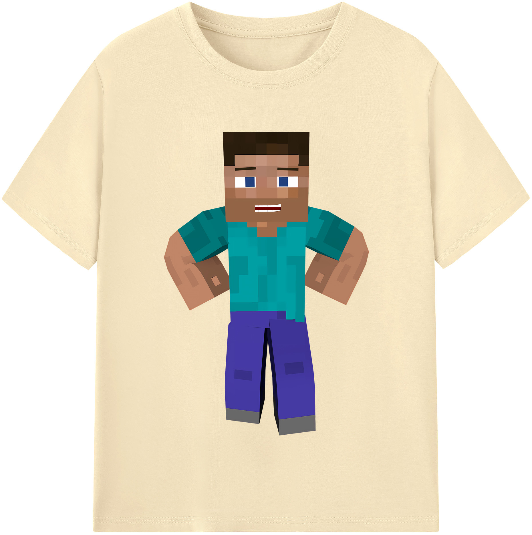 （画像用） マインクラフト ブロックの世界 Minecraft MC Block world 綿100％半袖Tシャツ（フロントプリント）