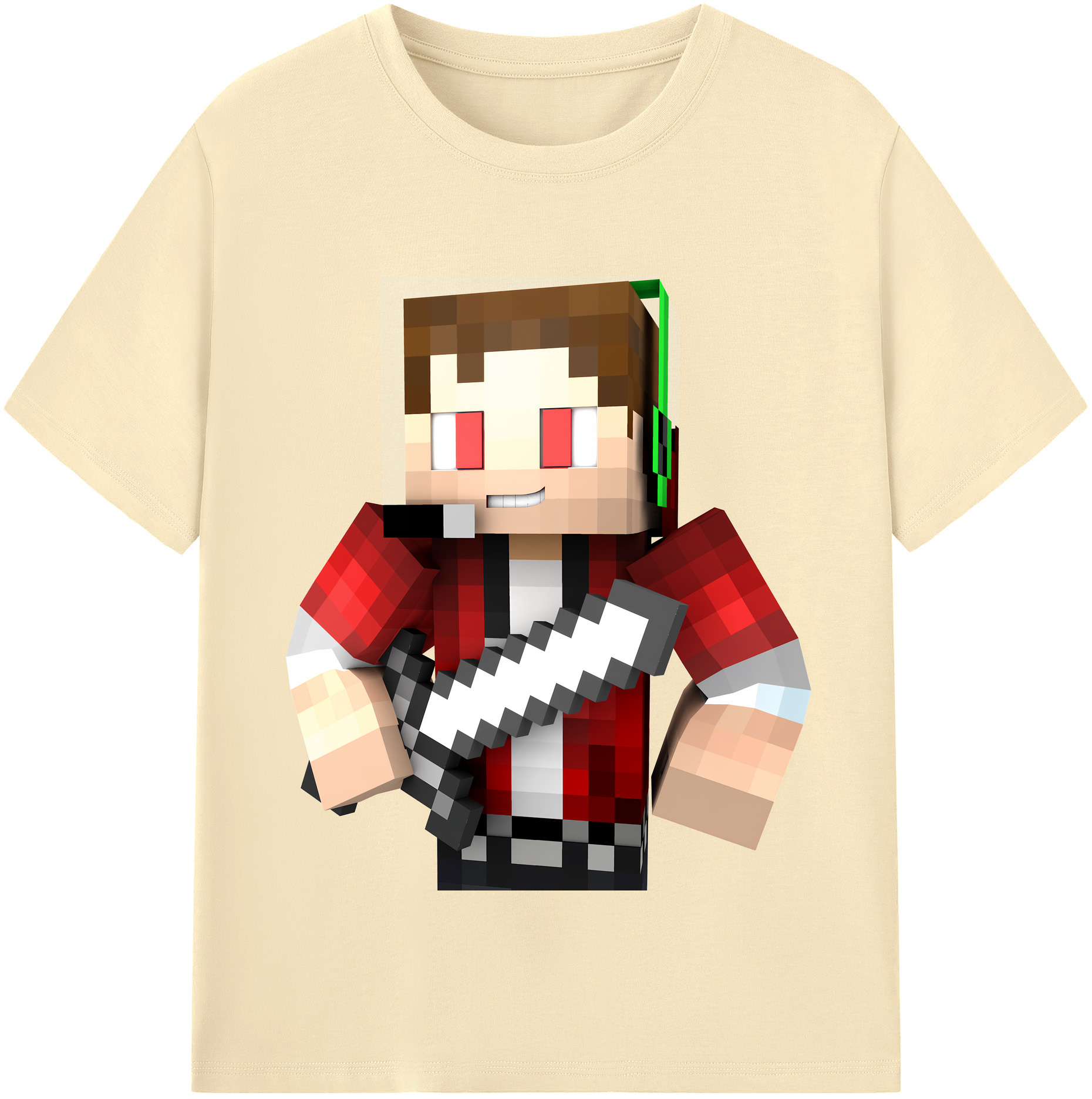 （画像用） マインクラフト ブロックの世界 Minecraft MC Block world 綿100％半袖Tシャツ（フロントプリント）