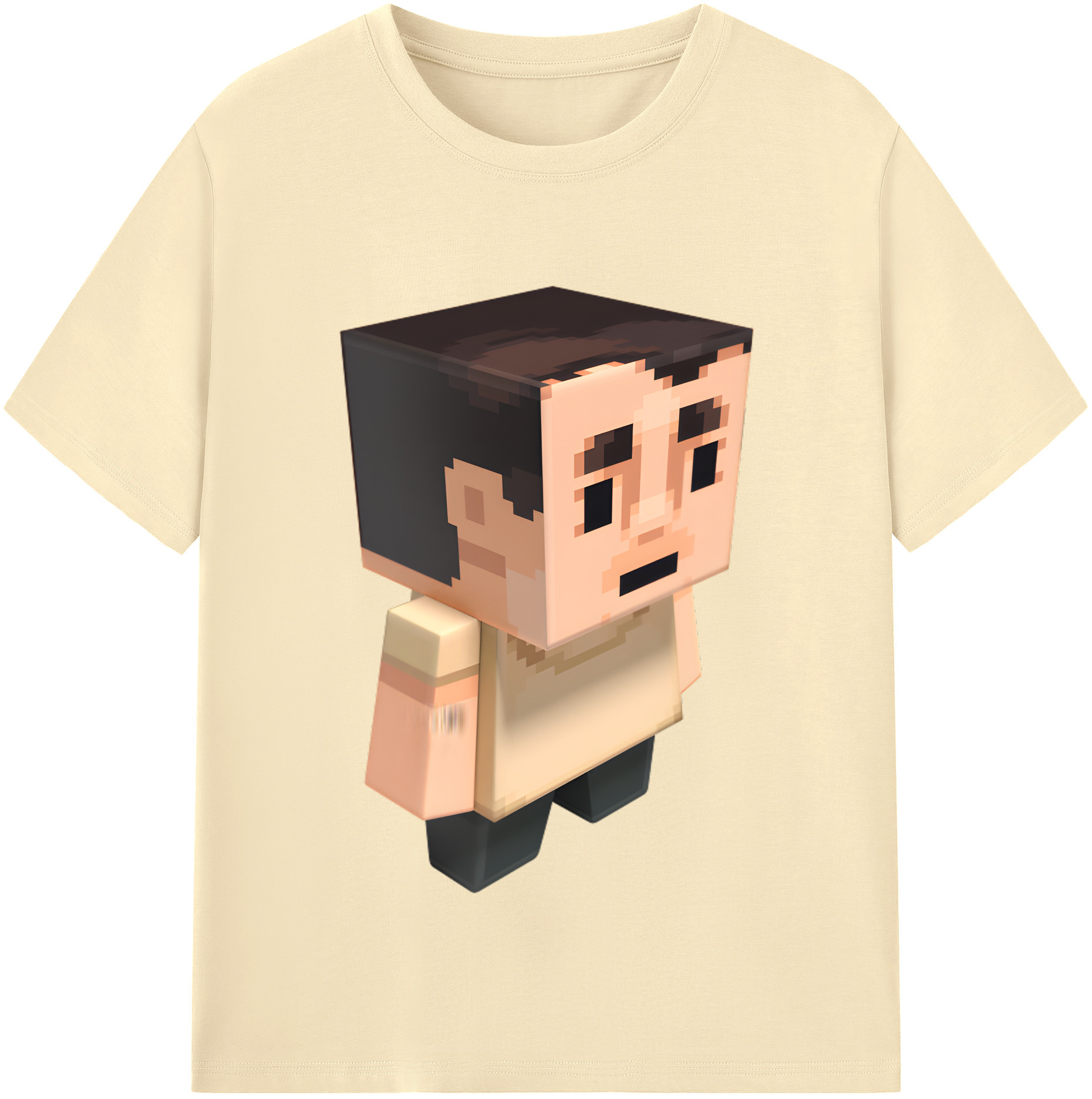 （画像用） マインクラフト ブロックの世界 Minecraft MC Block world 綿100％半袖Tシャツ（フロントプリント）