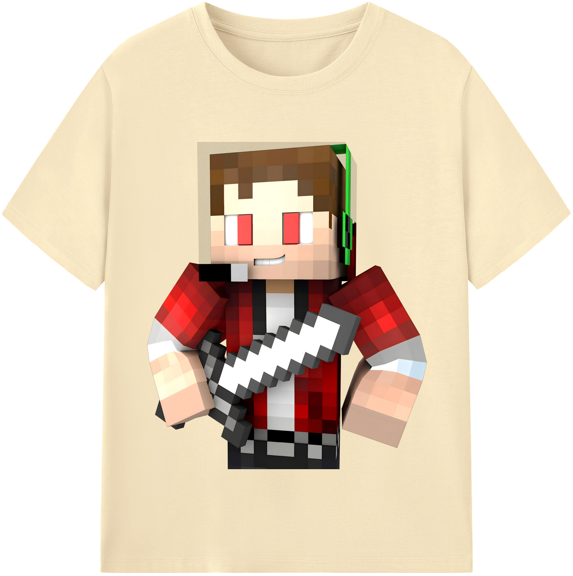（画像用） マインクラフト ブロックの世界 Minecraft MC Block world 綿100％半袖Tシャツ（フロントプリント）
