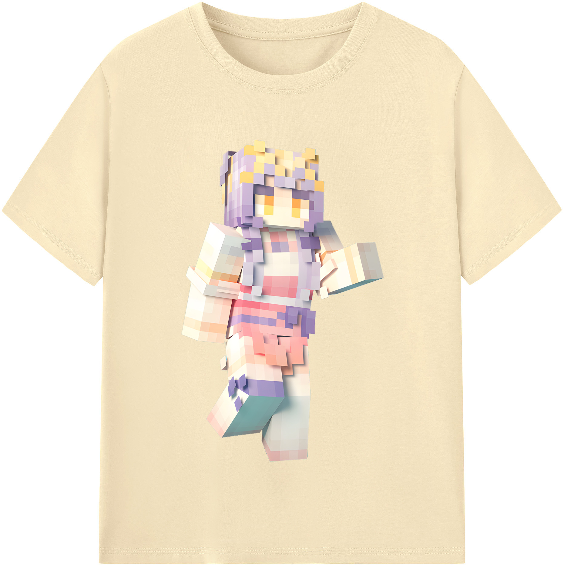 （画像用） マインクラフト ブロックの世界 Minecraft MC Block world 綿100％半袖Tシャツ（フロントプリント）