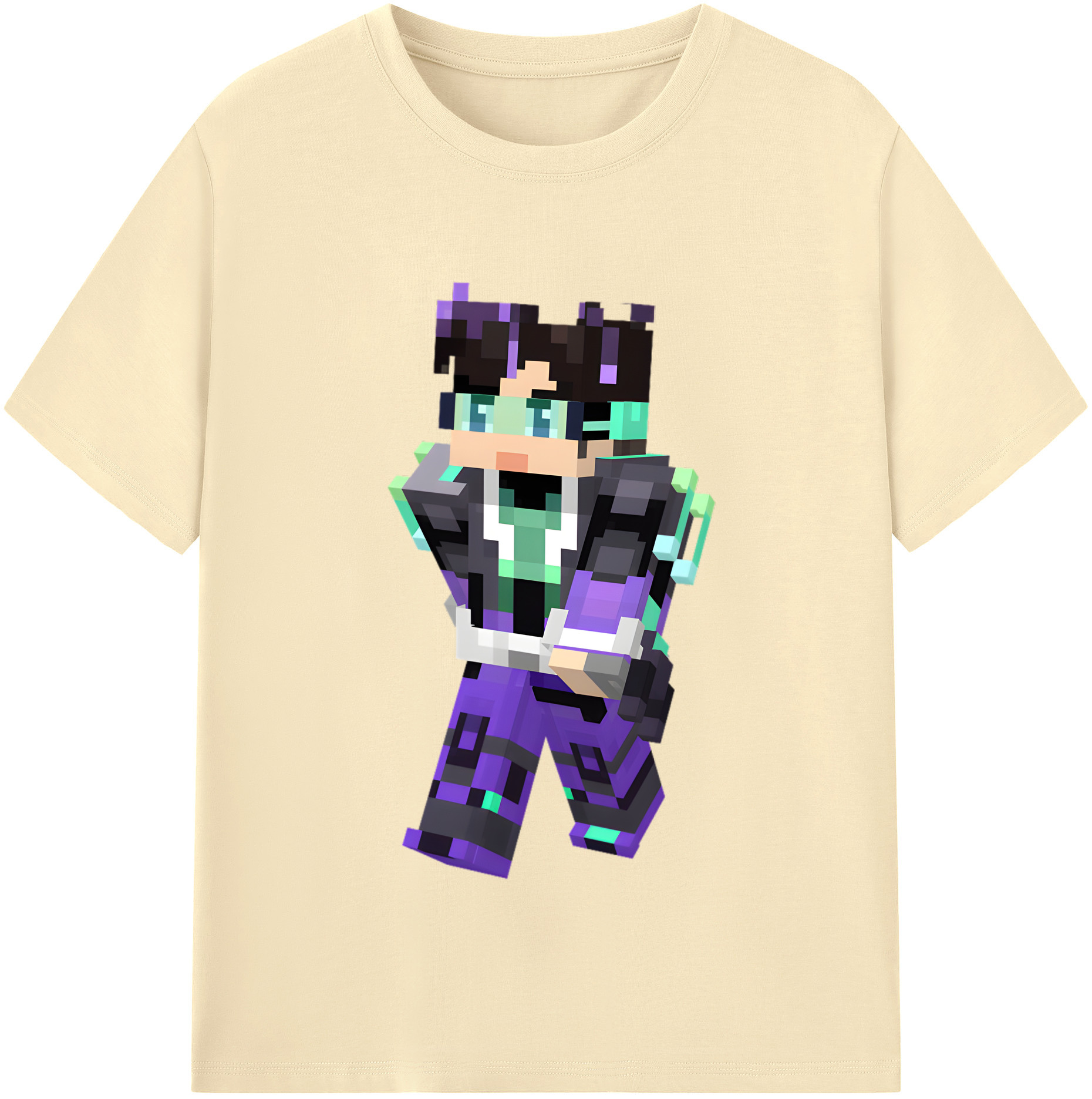 （画像用） マインクラフト ブロックの世界 Minecraft MC Block world 綿100％半袖Tシャツ（フロントプリント）