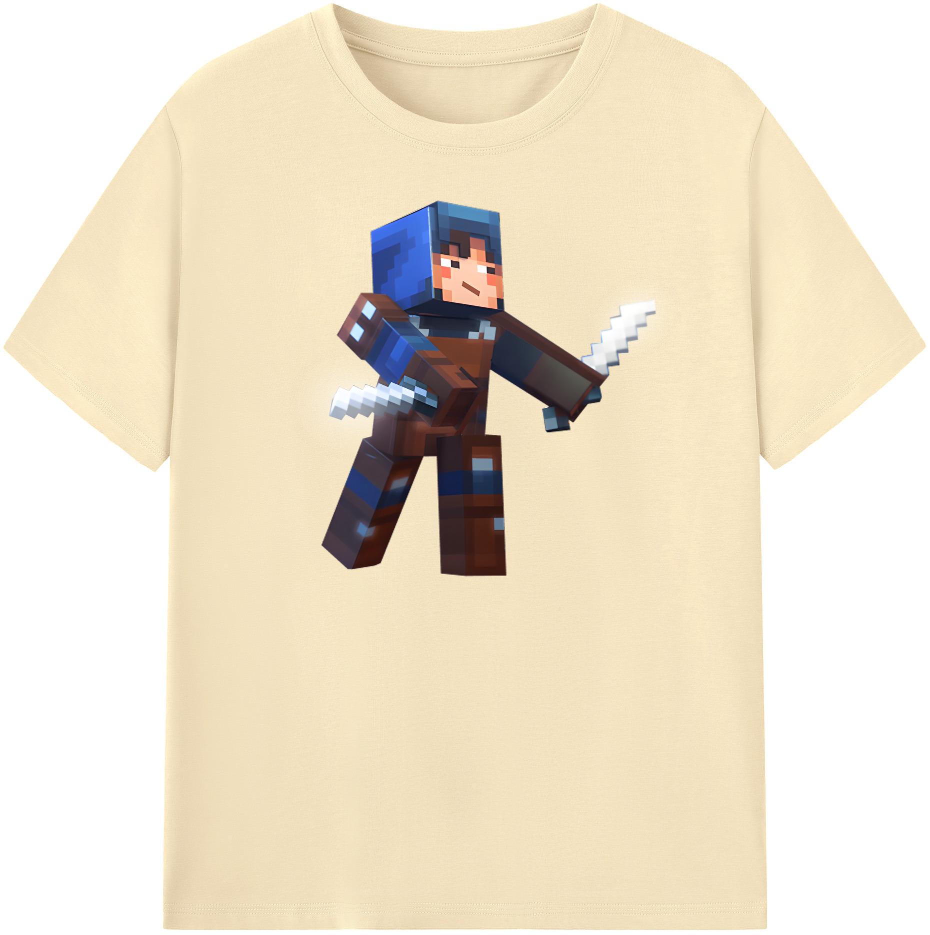 （画像用） マインクラフト ブロックの世界 Minecraft MC Block world 綿100％半袖Tシャツ（フロントプリント）