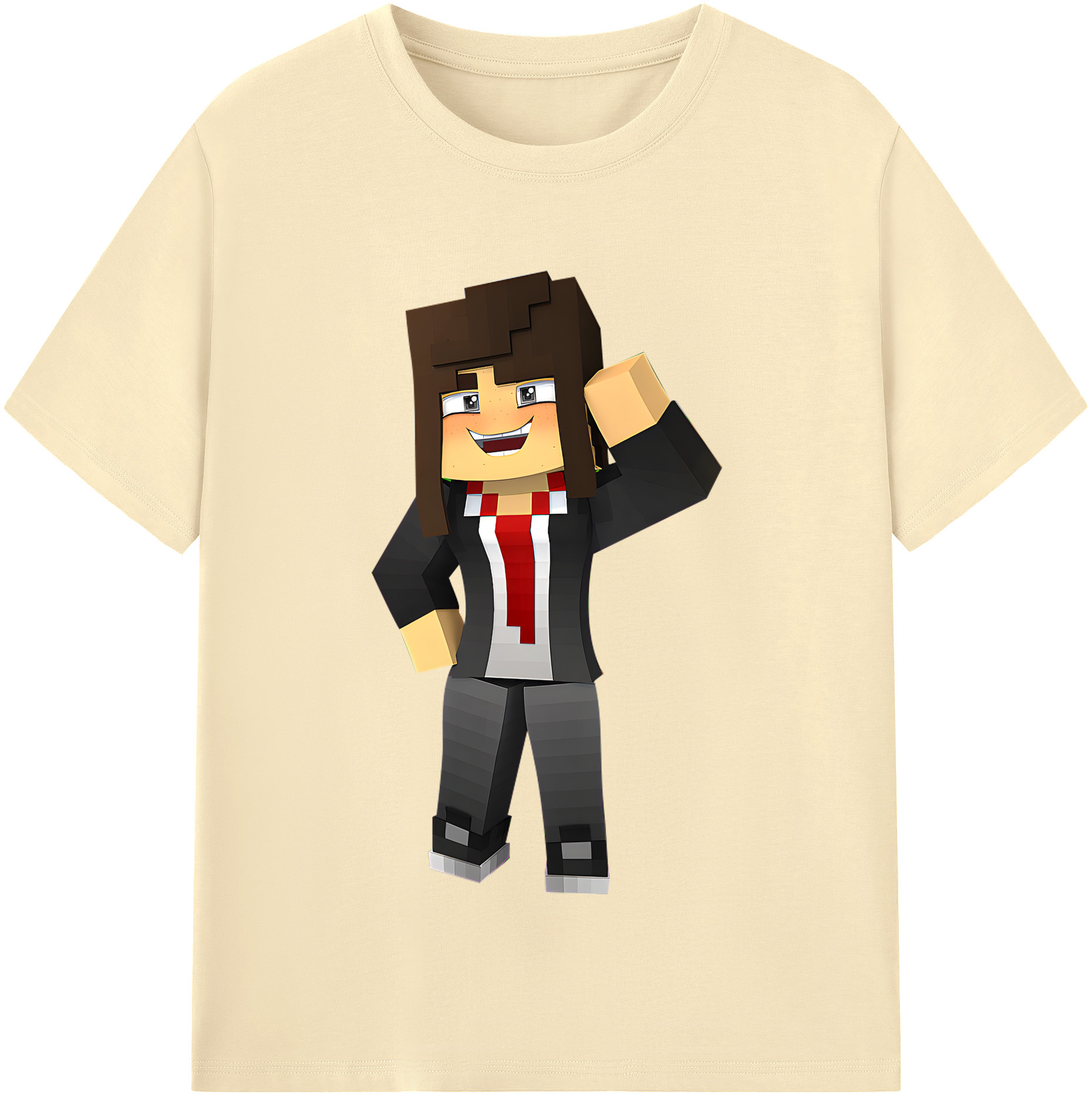 （画像用） マインクラフト ブロックの世界 Minecraft MC Block world 綿100％半袖Tシャツ（フロントプリント）