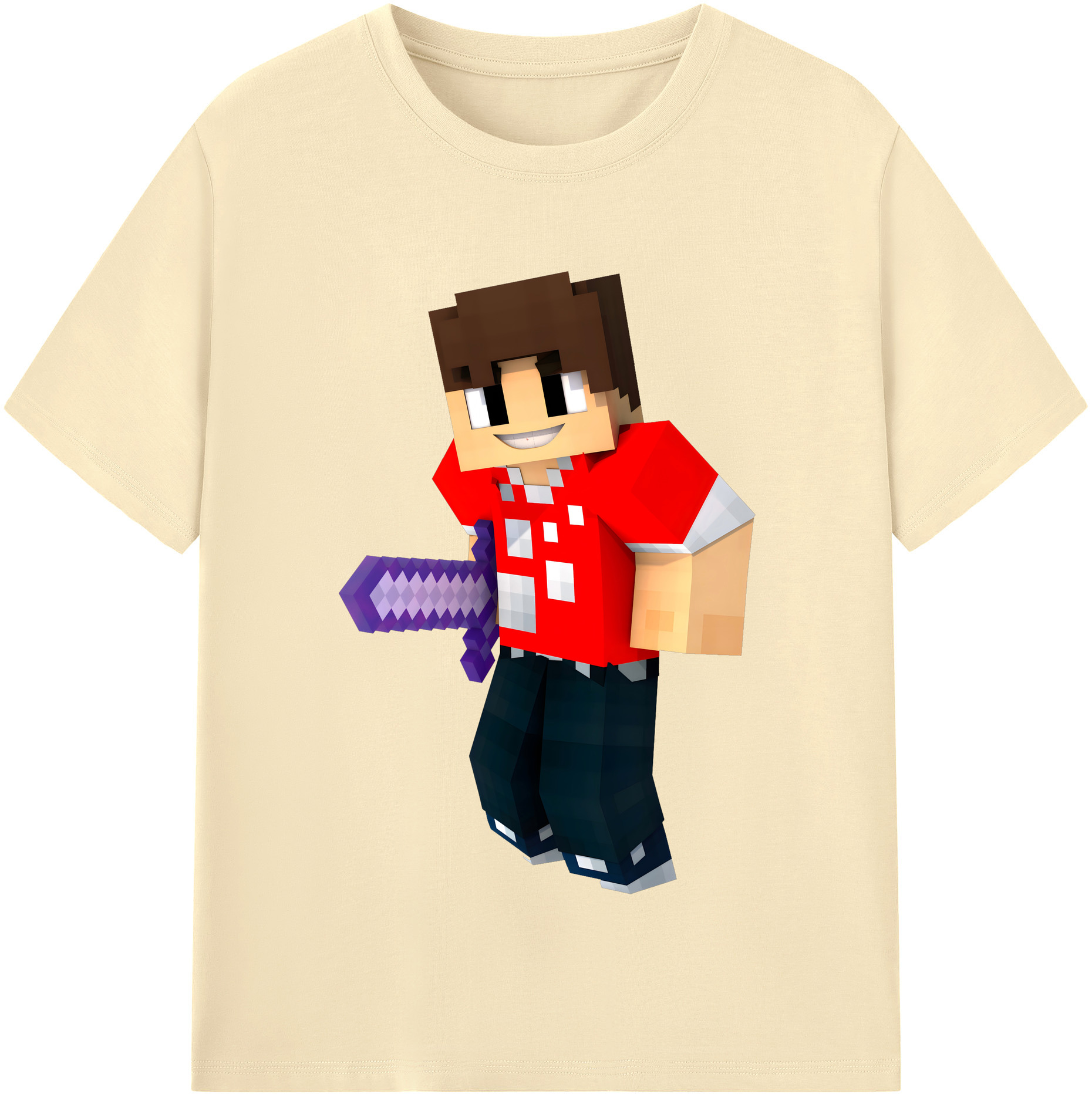 （画像用） マインクラフト ブロックの世界 Minecraft MC Block world 綿100％半袖Tシャツ（フロントプリント）