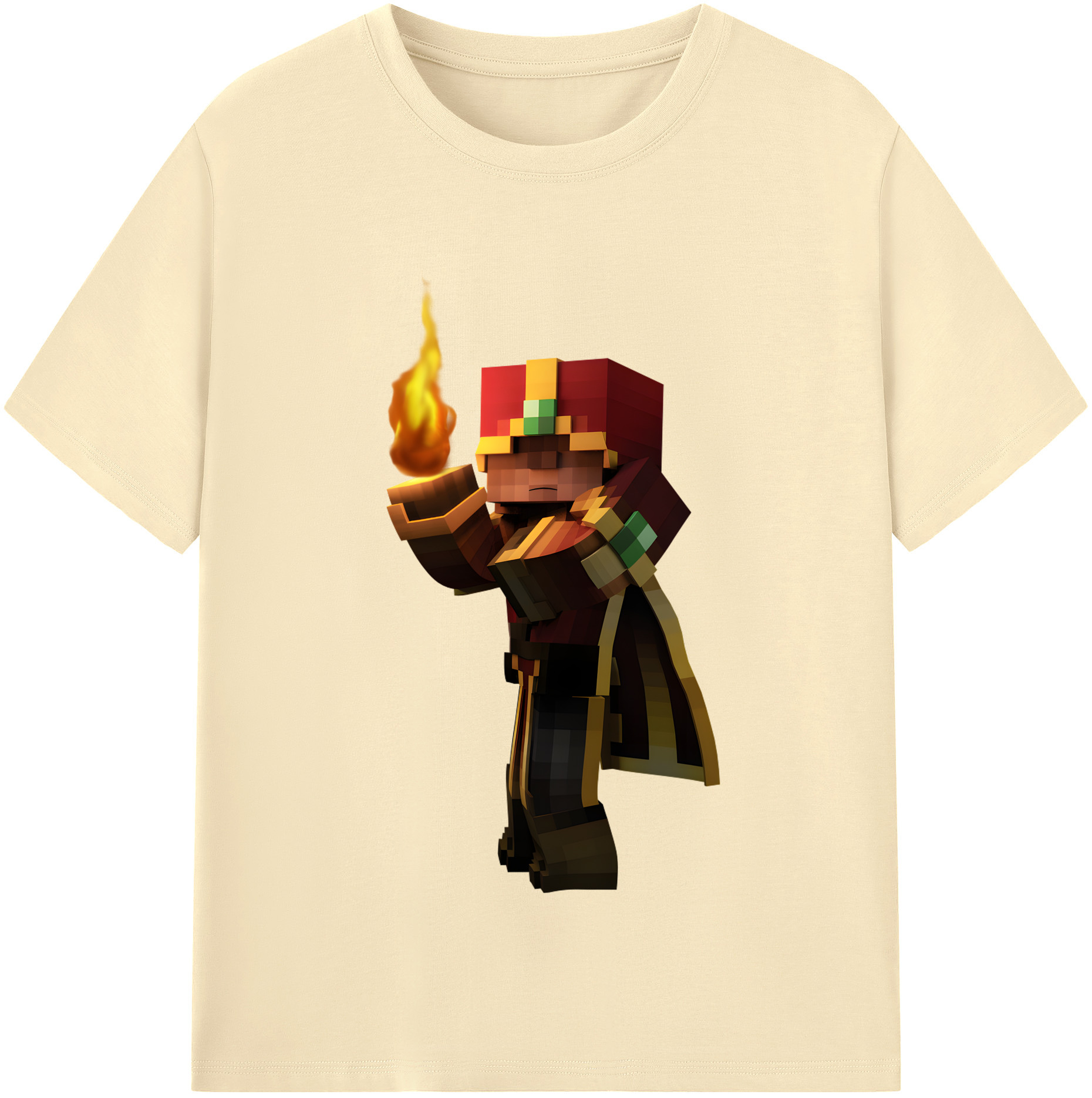 （画像用） マインクラフト ブロックの世界 Minecraft MC Block world 綿100％半袖Tシャツ（フロントプリント）