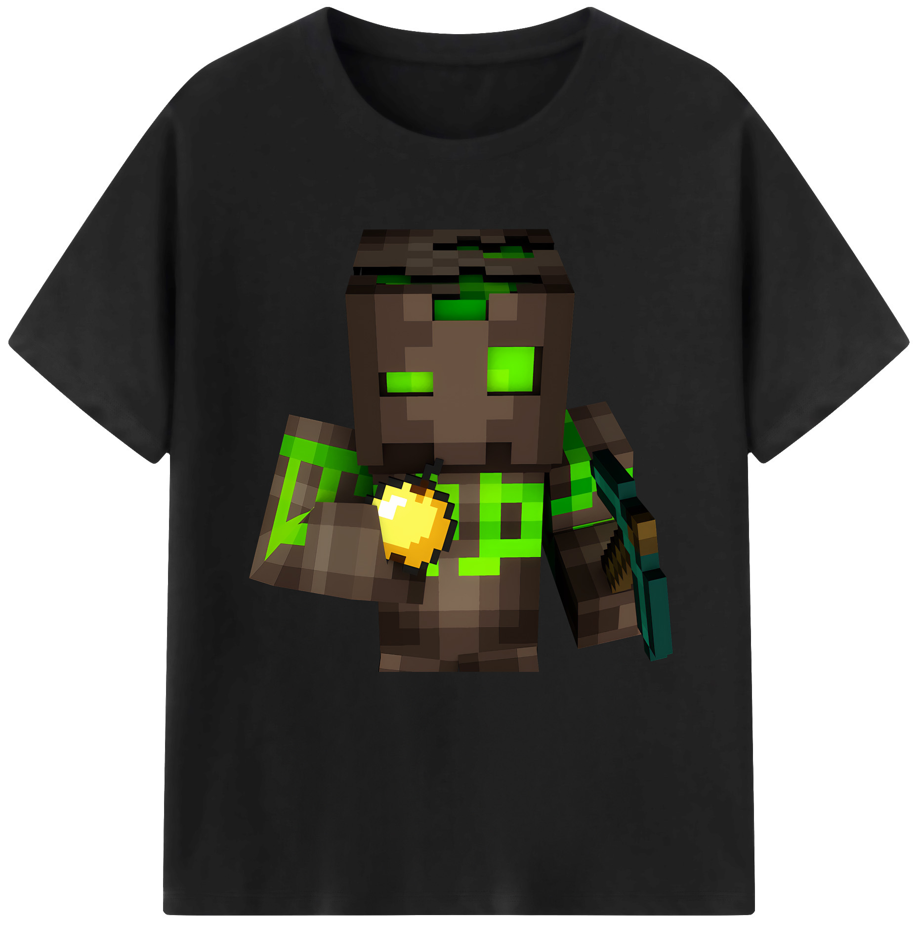 （画像用） マインクラフト ブロックの世界 Minecraft MC Block world 綿100％半袖Tシャツ（フロントプリント）