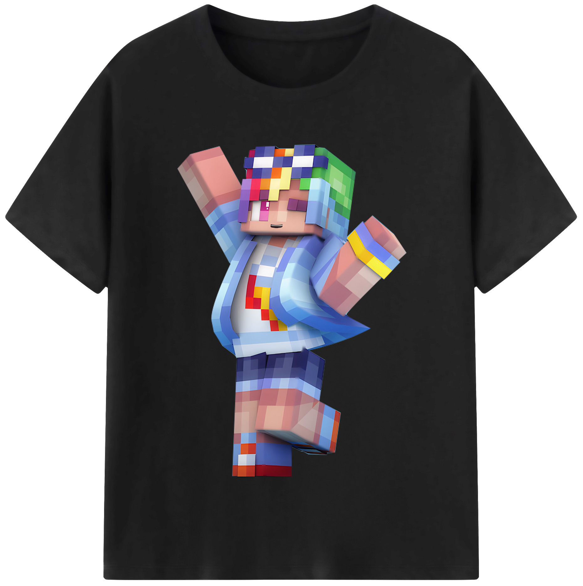 （画像用） マインクラフト ブロックの世界 Minecraft MC Block world 綿100％半袖Tシャツ（フロントプリント）