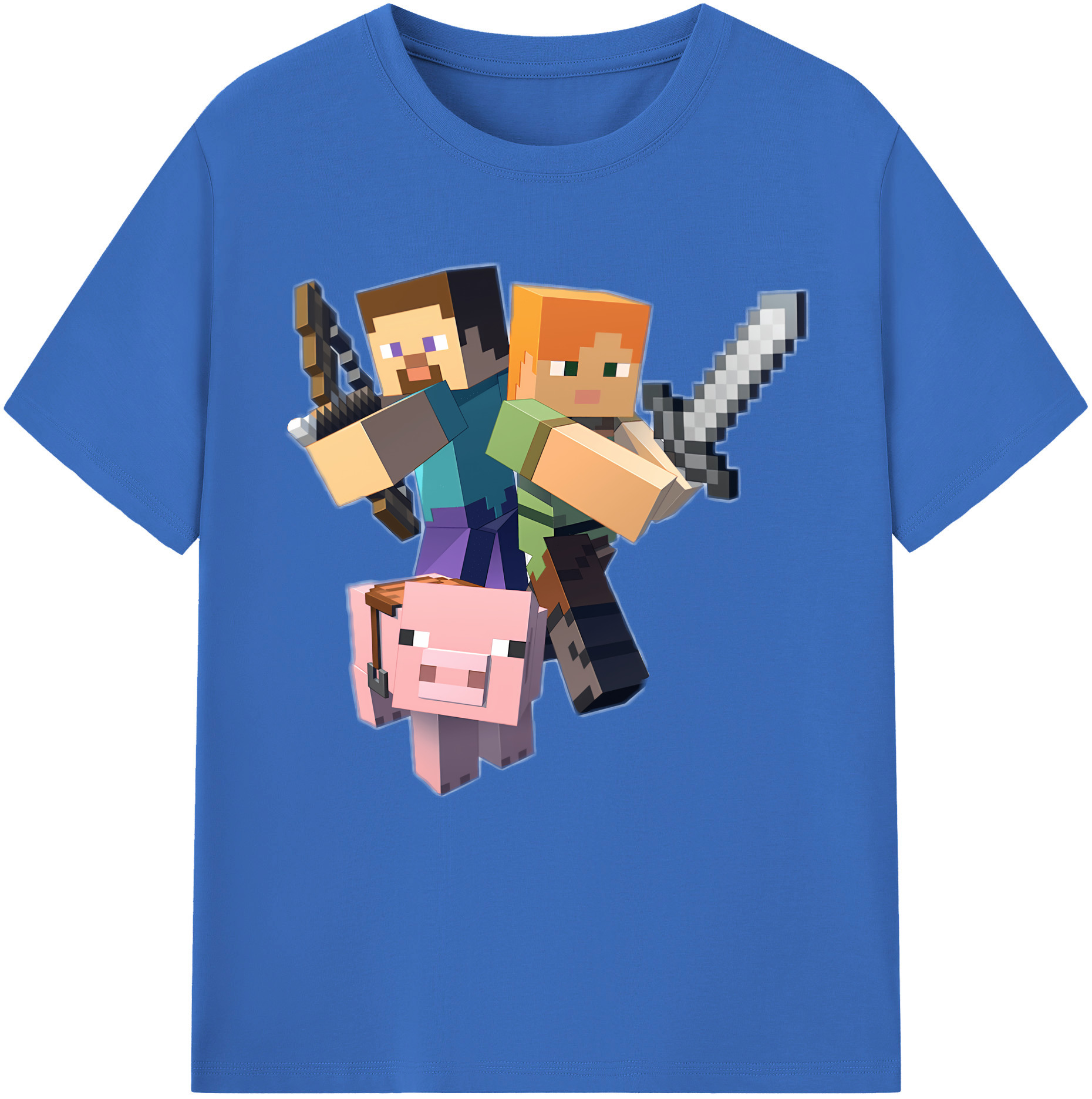 （画像用） マインクラフト ブロックの世界 Minecraft MC Block world 綿100％半袖Tシャツ（フロントプリント）