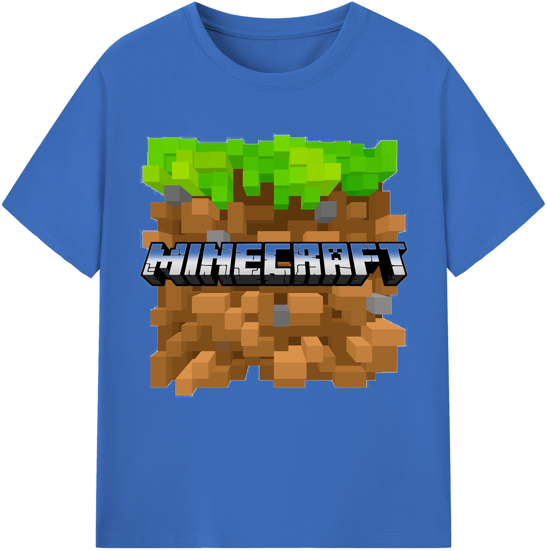 （画像用） マインクラフト ブロックの世界 Minecraft MC Block world 綿100％半袖Tシャツ（フロントプリント）