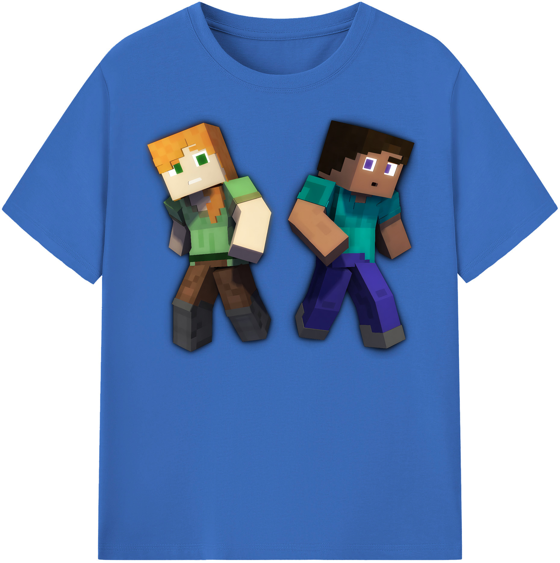 （画像用） マインクラフト ブロックの世界 Minecraft MC Block world 綿100％半袖Tシャツ（フロントプリント）