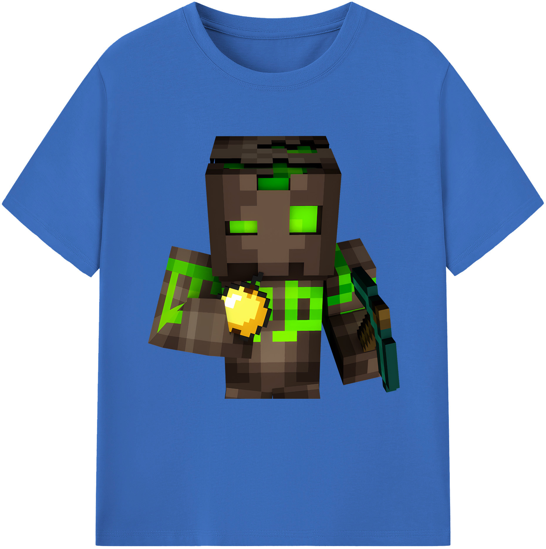 （画像用） マインクラフト ブロックの世界 Minecraft MC Block world 綿100％半袖Tシャツ（フロントプリント）
