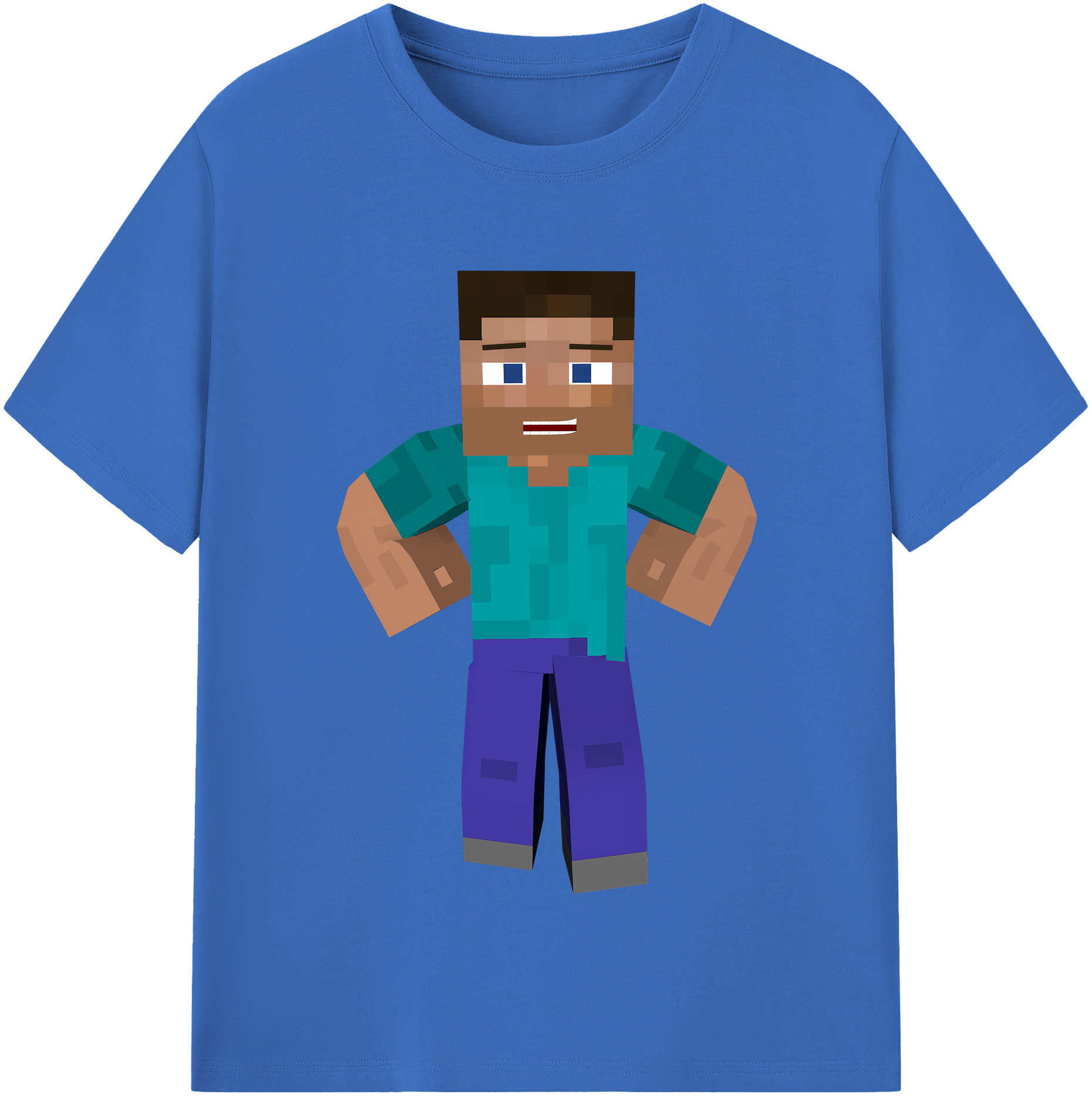 （画像用） マインクラフト ブロックの世界 Minecraft MC Block world 綿100％半袖Tシャツ（フロントプリント）