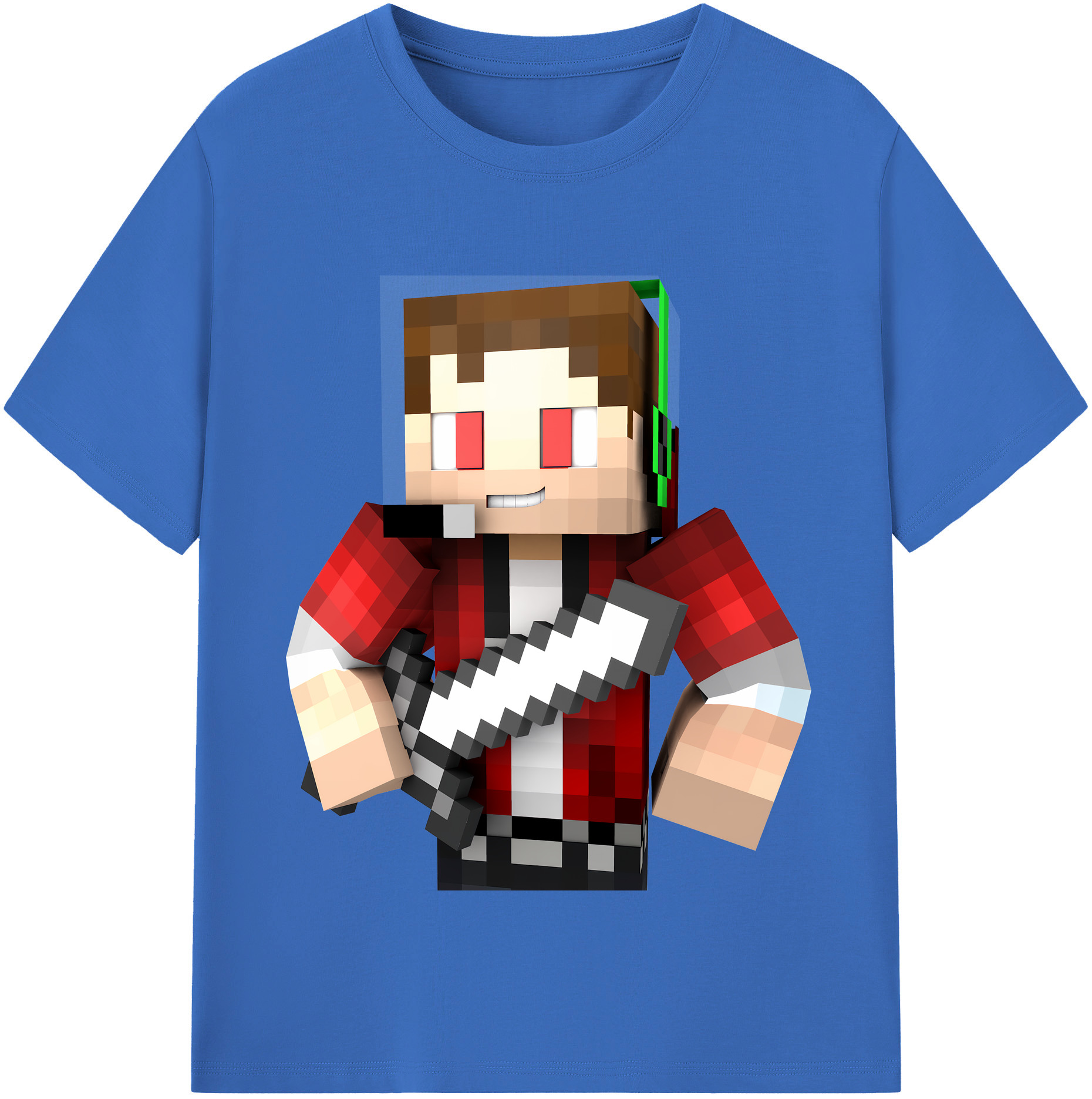 （画像用） マインクラフト ブロックの世界 Minecraft MC Block world 綿100％半袖Tシャツ（フロントプリント）