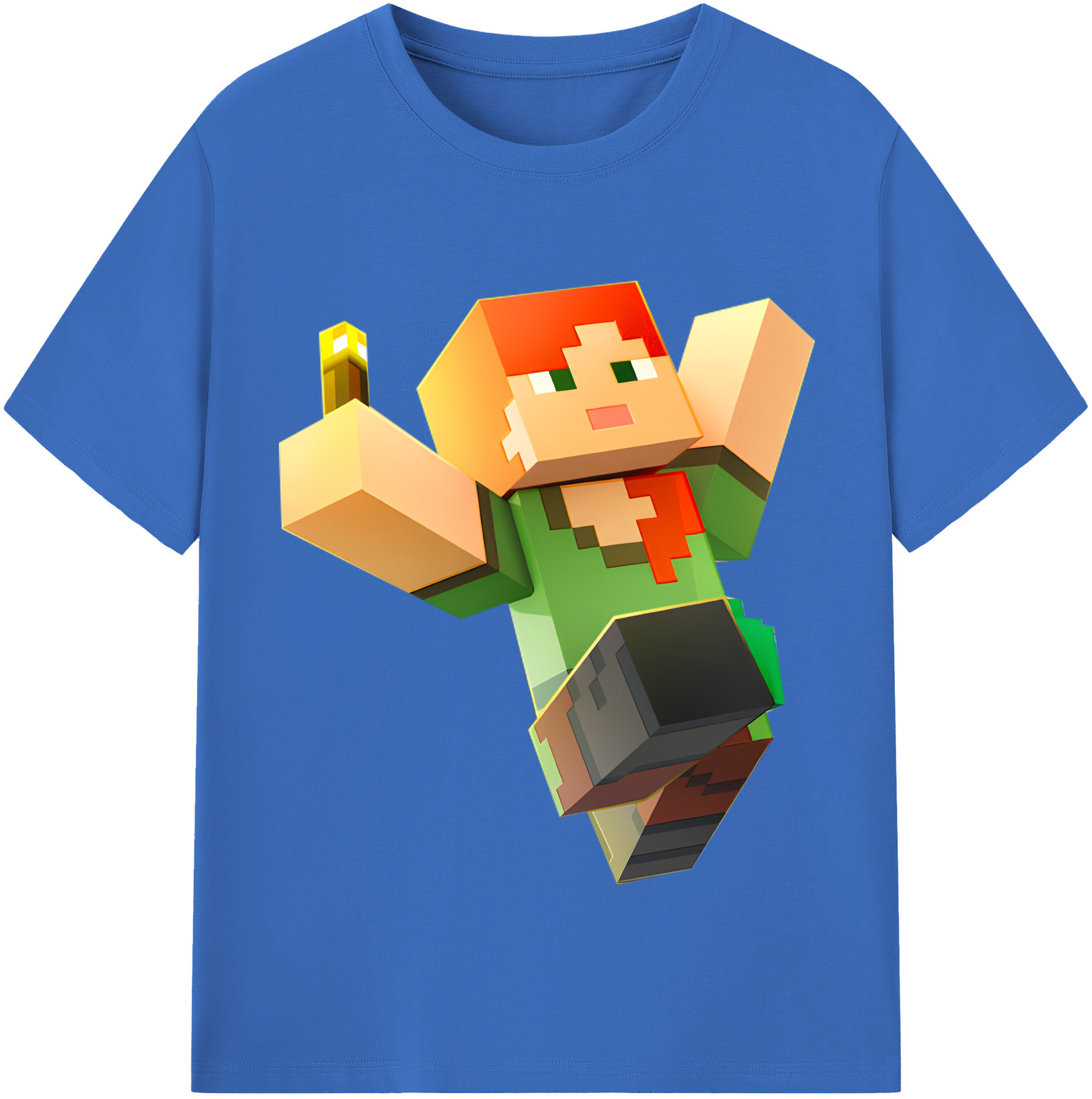 （画像用） マインクラフト ブロックの世界 Minecraft MC Block world 綿100％半袖Tシャツ（フロントプリント）