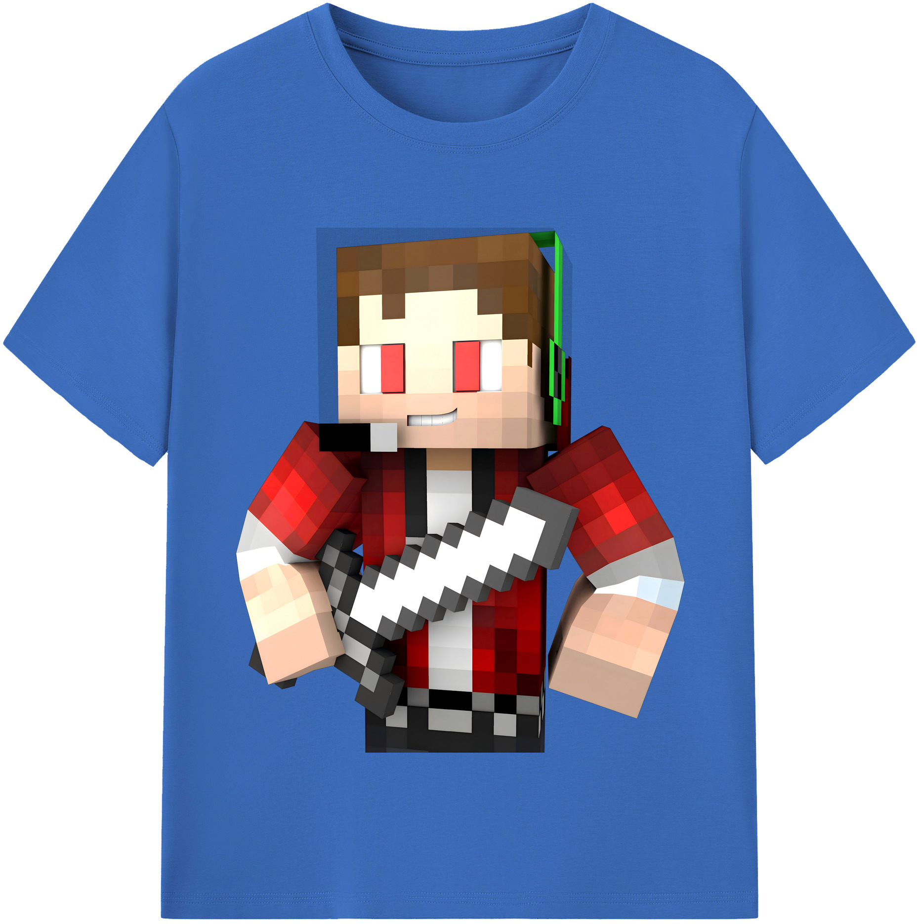 （画像用） マインクラフト ブロックの世界 Minecraft MC Block world 綿100％半袖Tシャツ（フロントプリント）