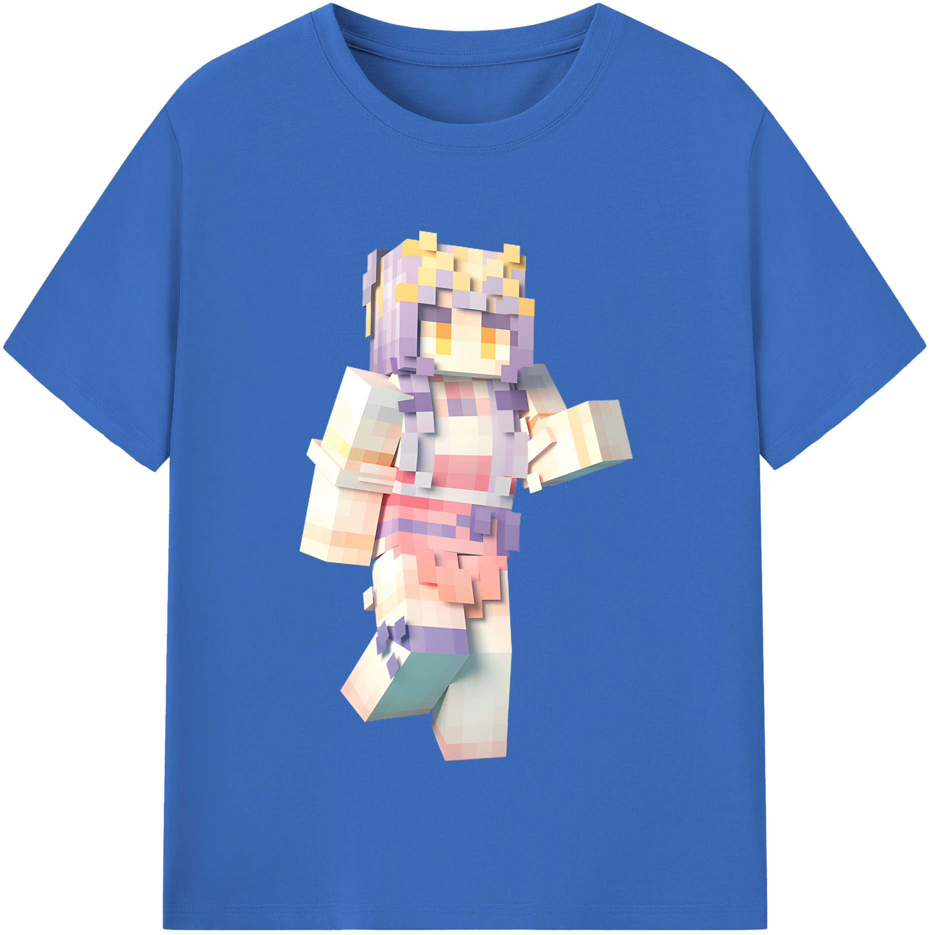 （画像用） マインクラフト ブロックの世界 Minecraft MC Block world 綿100％半袖Tシャツ（フロントプリント）