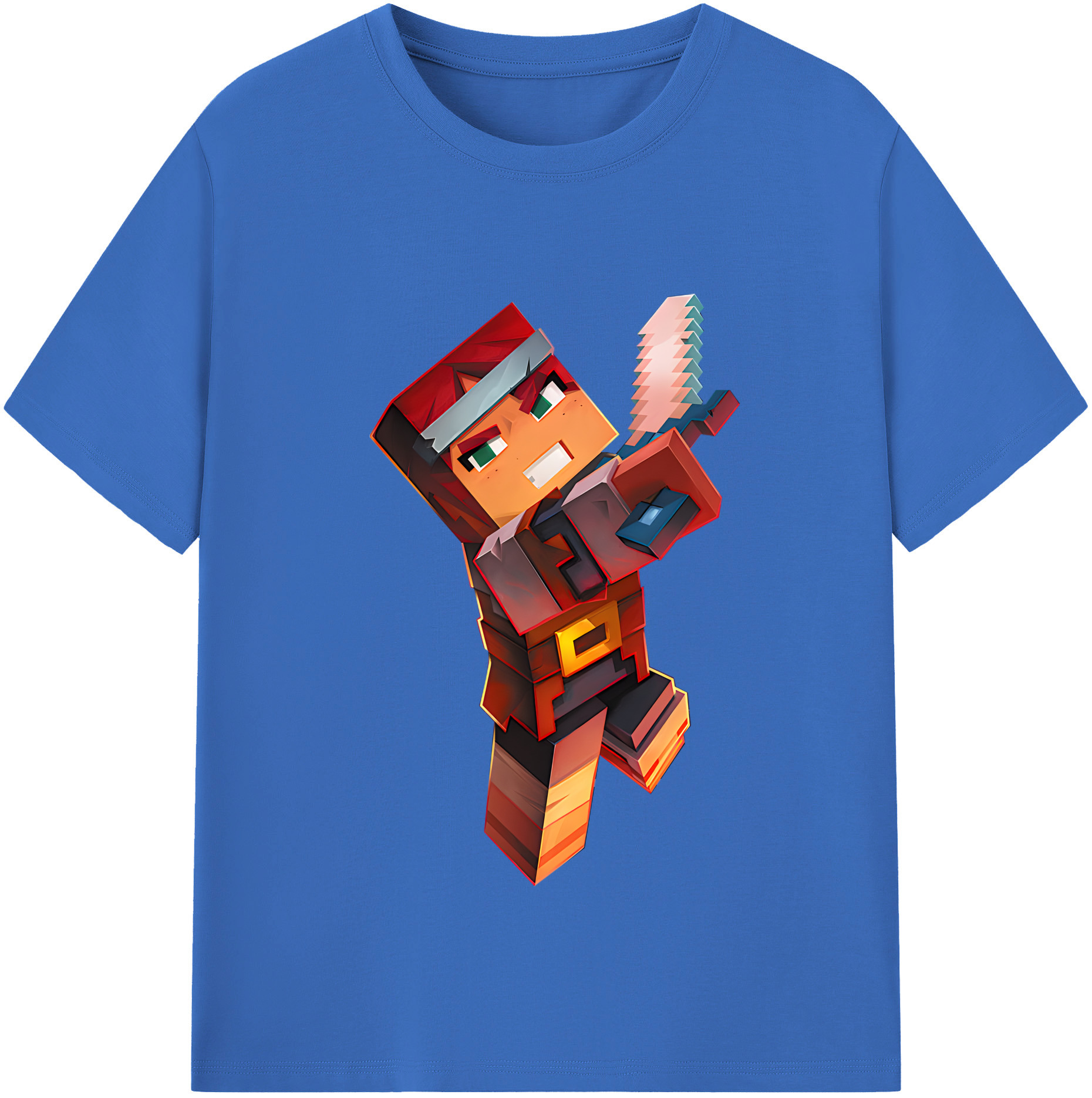 （画像用） マインクラフト ブロックの世界 Minecraft MC Block world 綿100％半袖Tシャツ（フロントプリント）