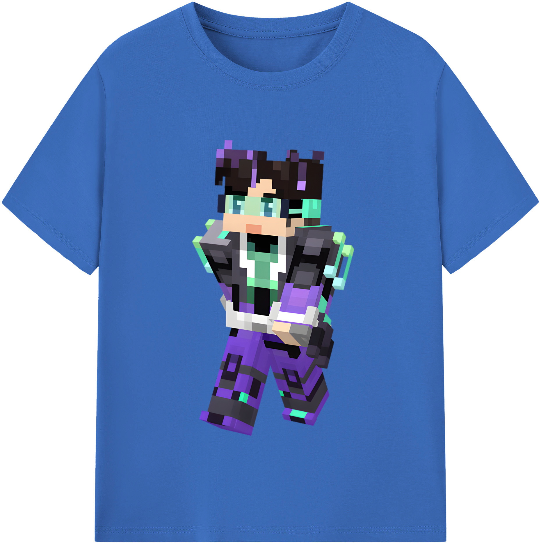 （画像用） マインクラフト ブロックの世界 Minecraft MC Block world 綿100％半袖Tシャツ（フロントプリント）