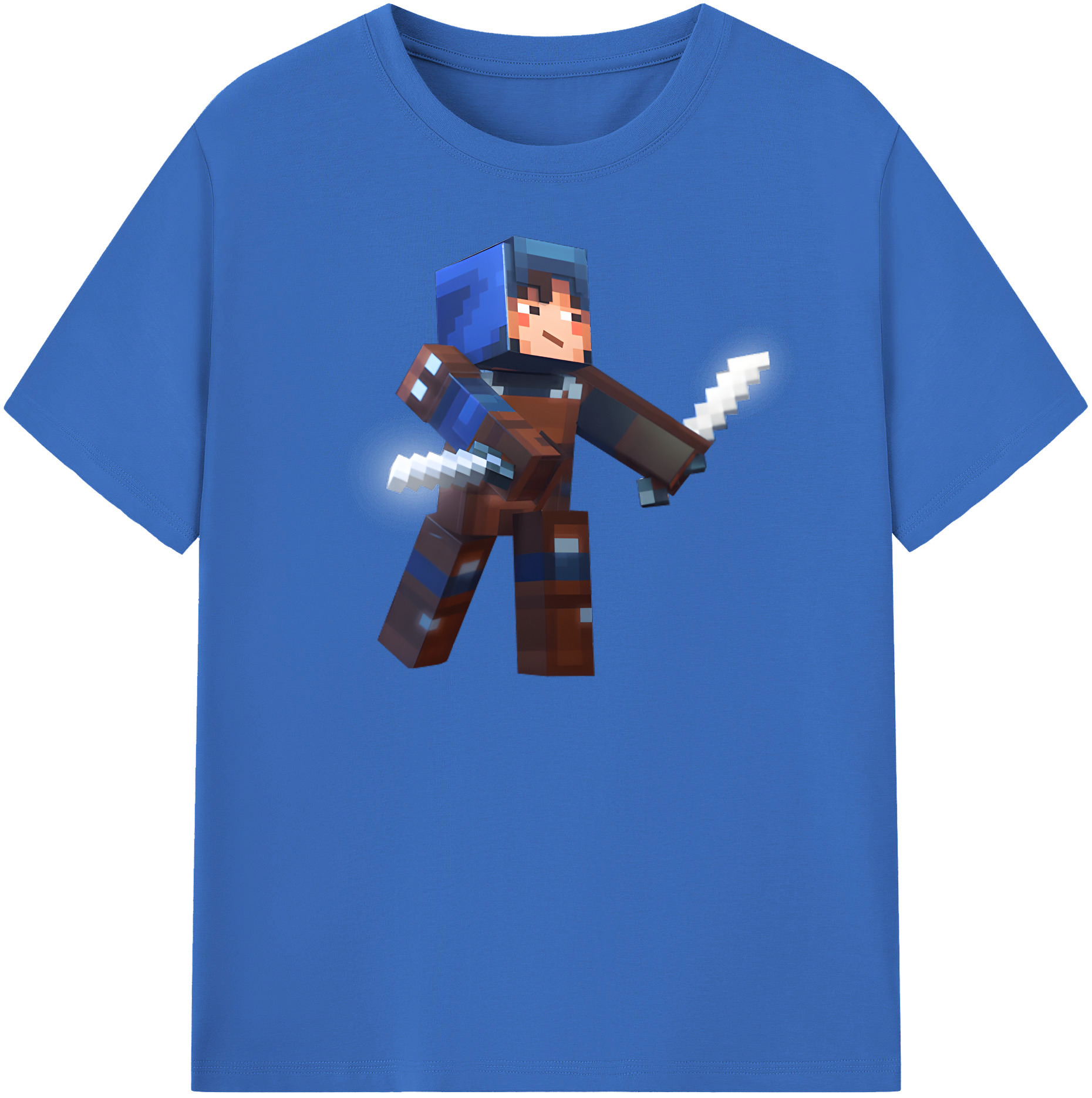 （画像用） マインクラフト ブロックの世界 Minecraft MC Block world 綿100％半袖Tシャツ（フロントプリント）