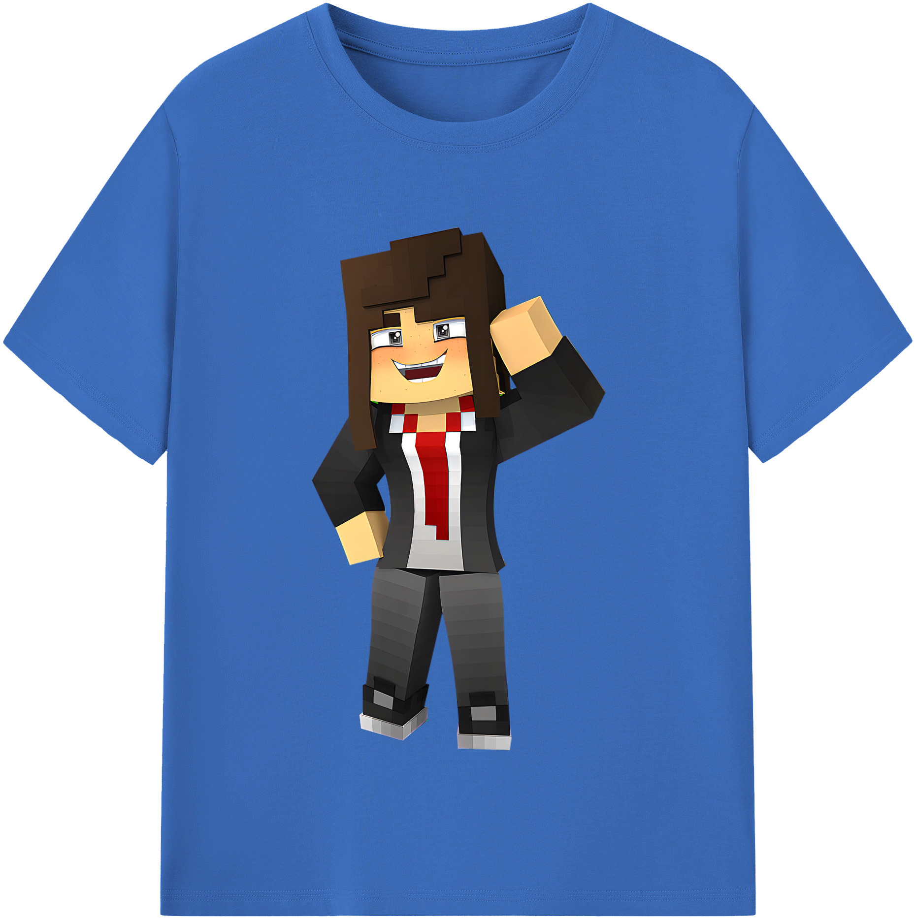 （画像用） マインクラフト ブロックの世界 Minecraft MC Block world 綿100％半袖Tシャツ（フロントプリント）