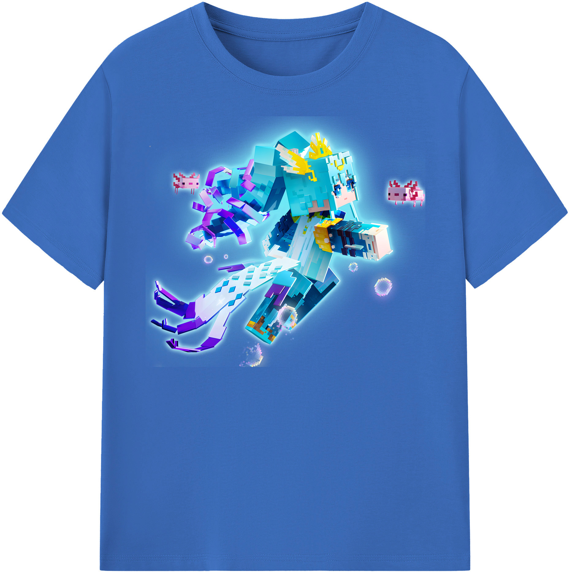 （画像用） マインクラフト ブロックの世界 Minecraft MC Block world 綿100％半袖Tシャツ（フロントプリント）