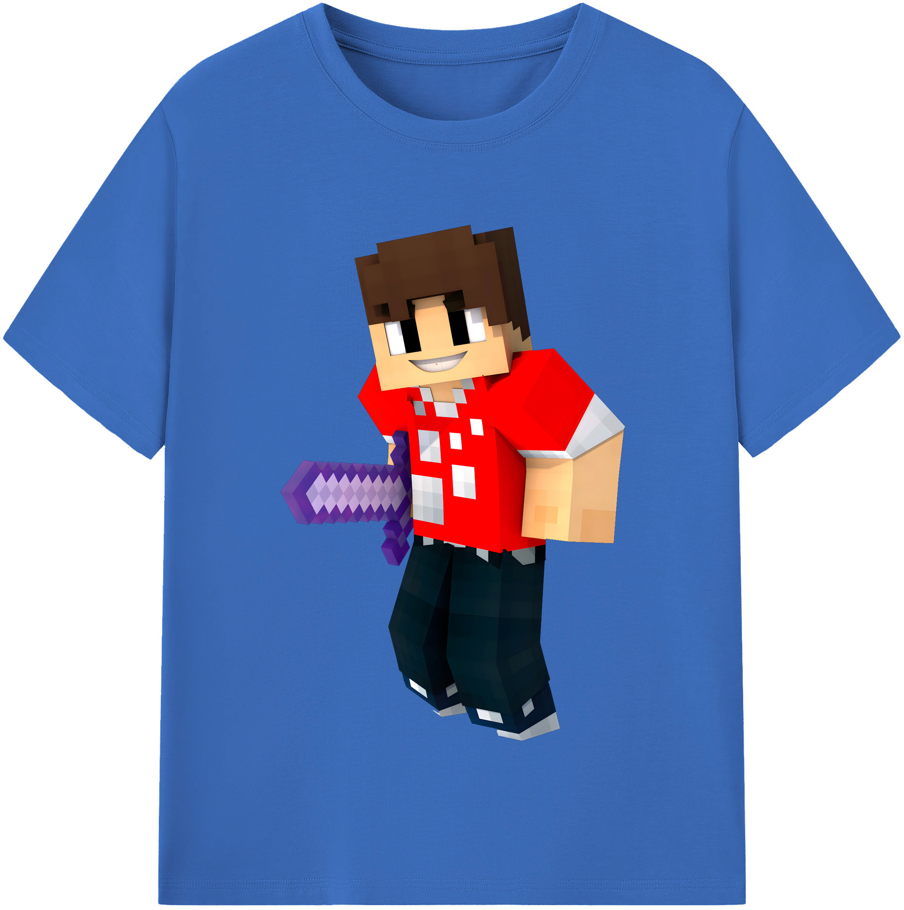 （画像用） マインクラフト ブロックの世界 Minecraft MC Block world 綿100％半袖Tシャツ（フロントプリント）