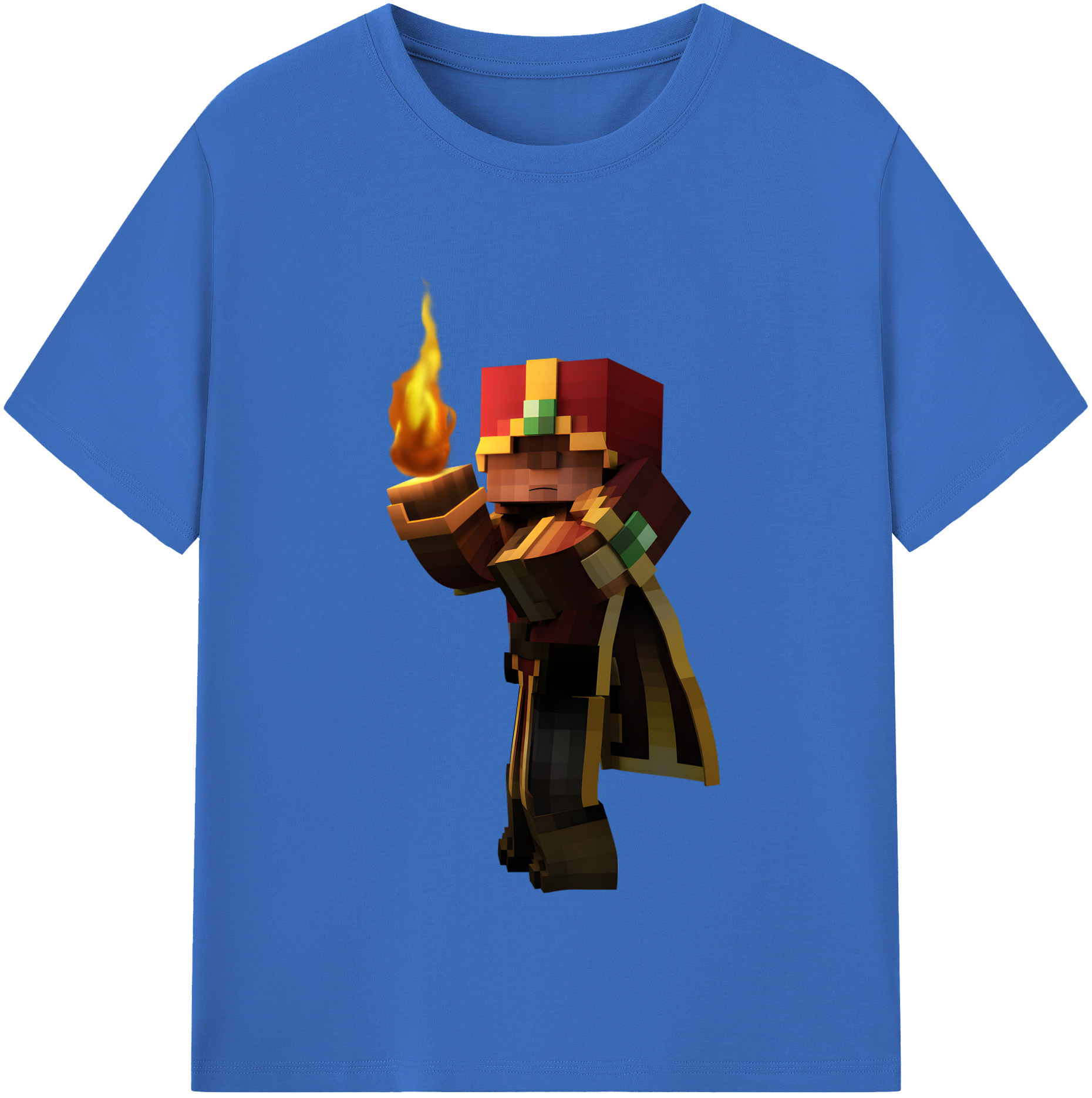 （画像用） マインクラフト ブロックの世界 Minecraft MC Block world 綿100％半袖Tシャツ（フロントプリント）
