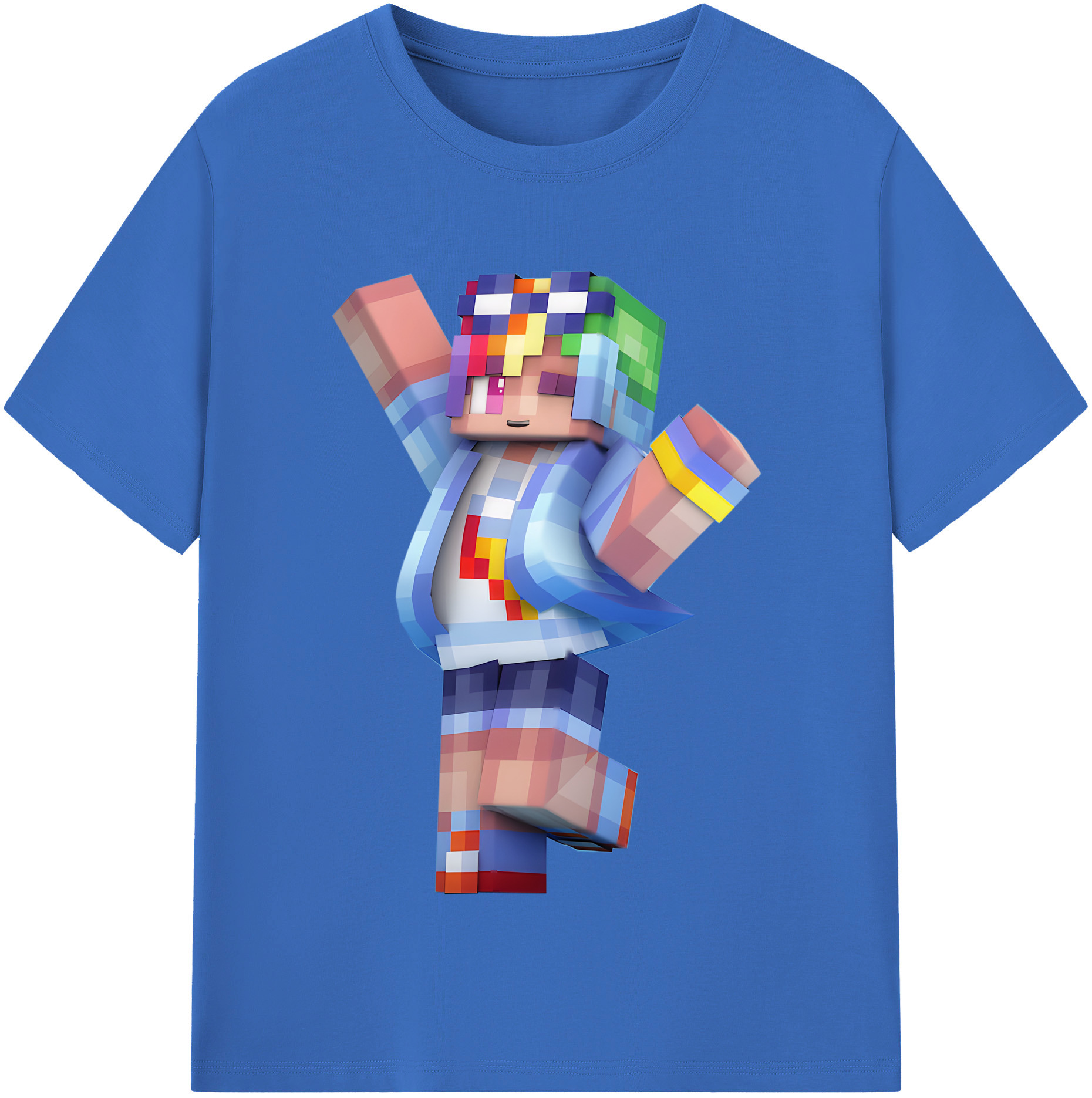 （画像用） マインクラフト ブロックの世界 Minecraft MC Block world 綿100％半袖Tシャツ（フロントプリント）
