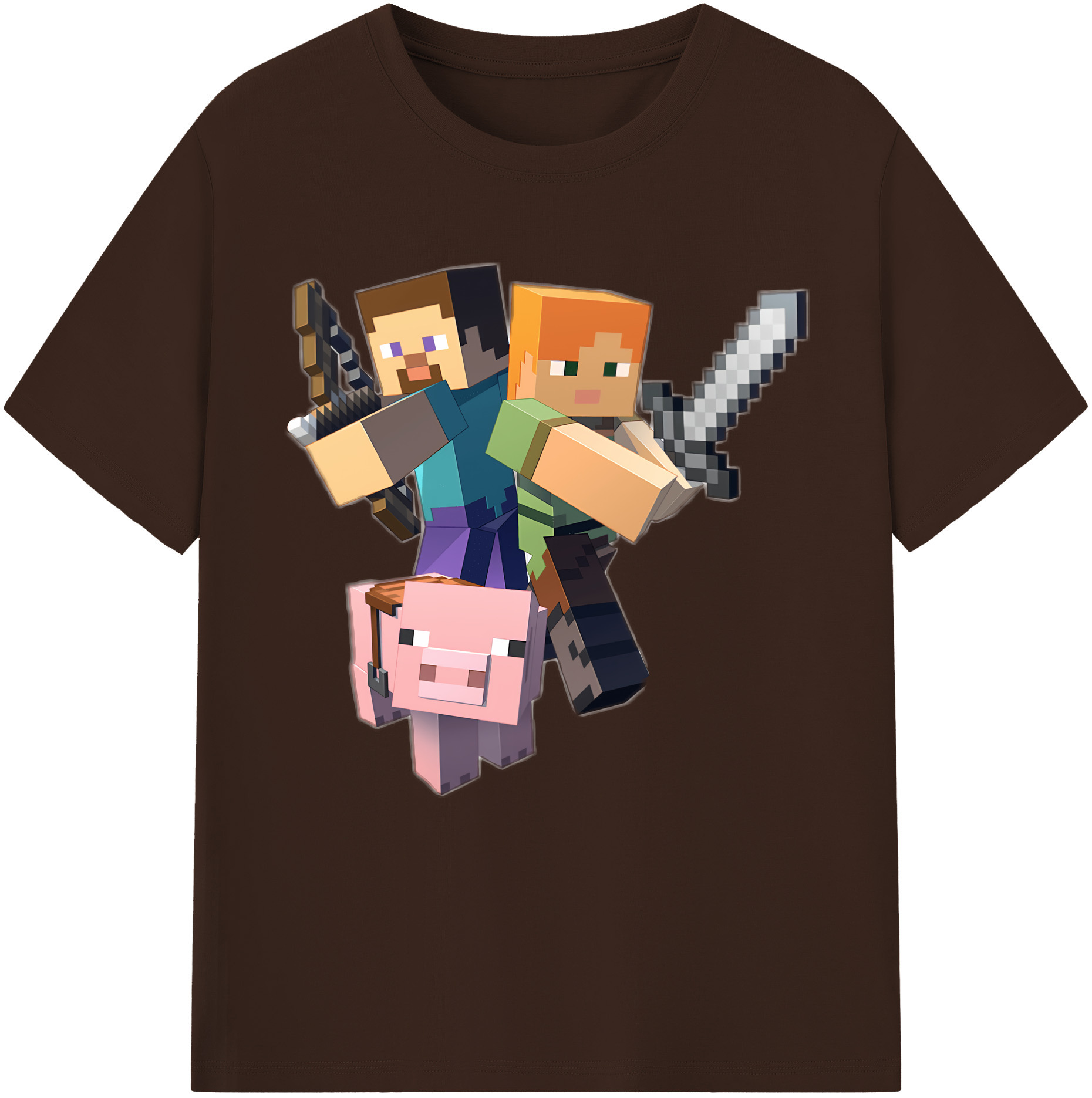 （画像用） マインクラフト ブロックの世界 Minecraft MC Block world 綿100％半袖Tシャツ（フロントプリント）