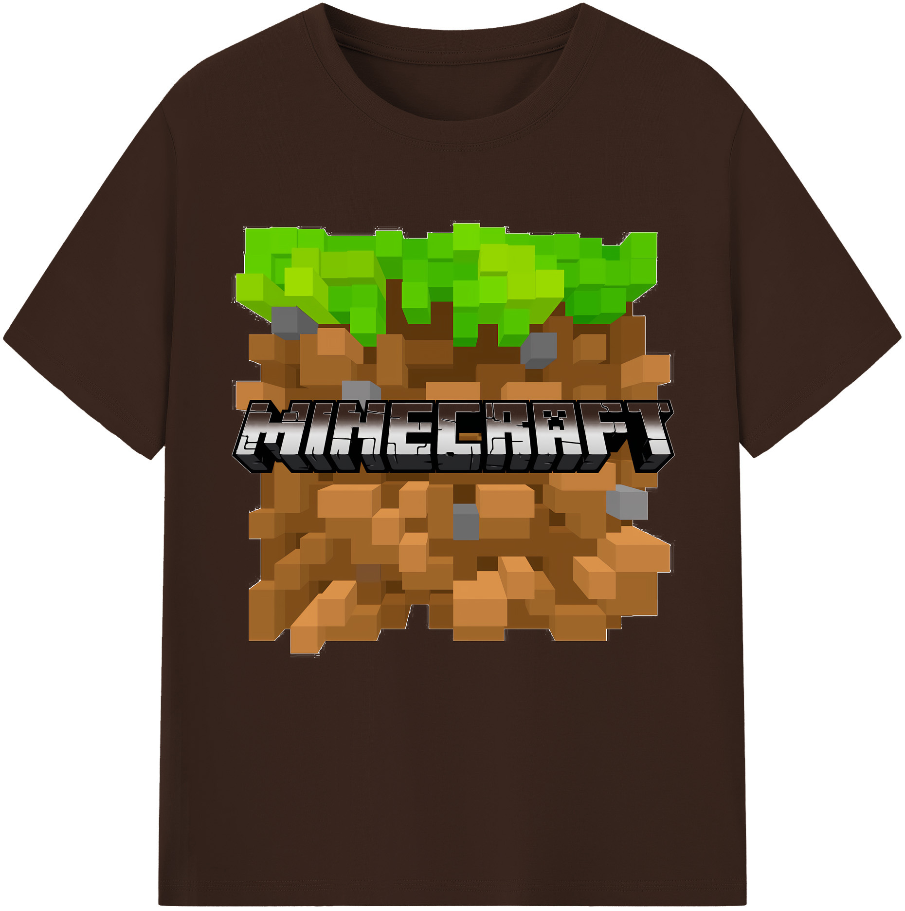 （画像用） マインクラフト ブロックの世界 Minecraft MC Block world 綿100％半袖Tシャツ（フロントプリント）