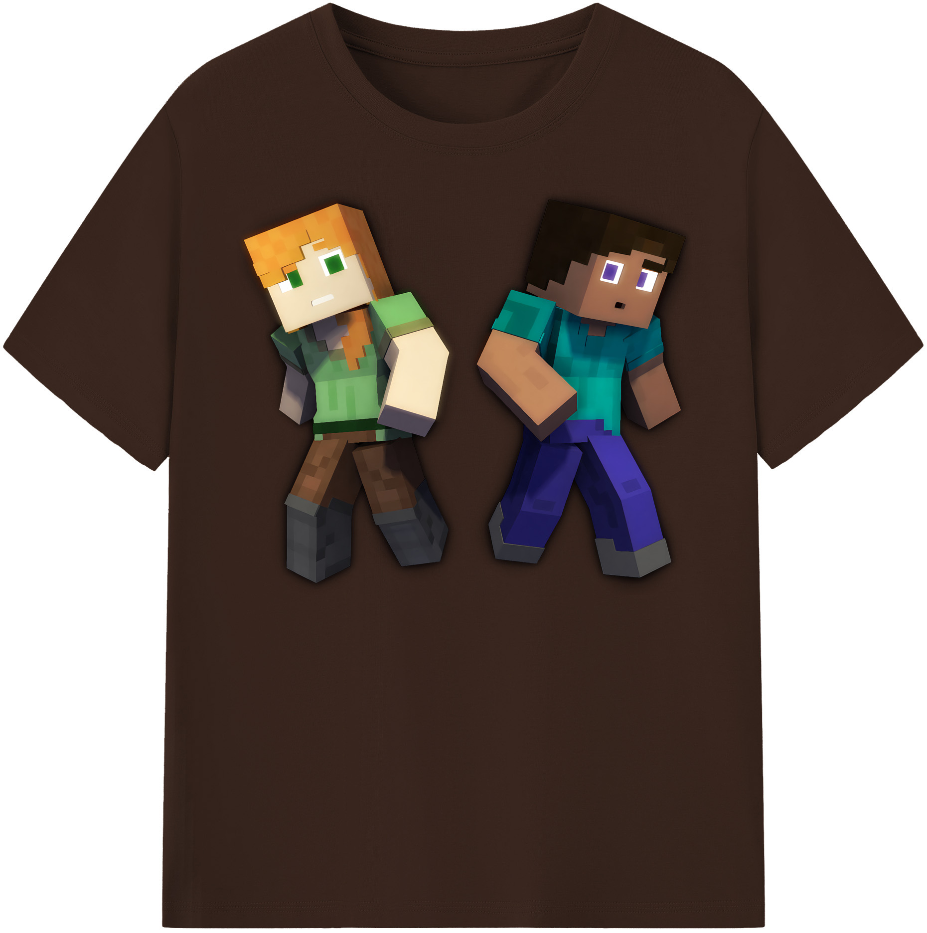 （画像用） マインクラフト ブロックの世界 Minecraft MC Block world 綿100％半袖Tシャツ（フロントプリント）