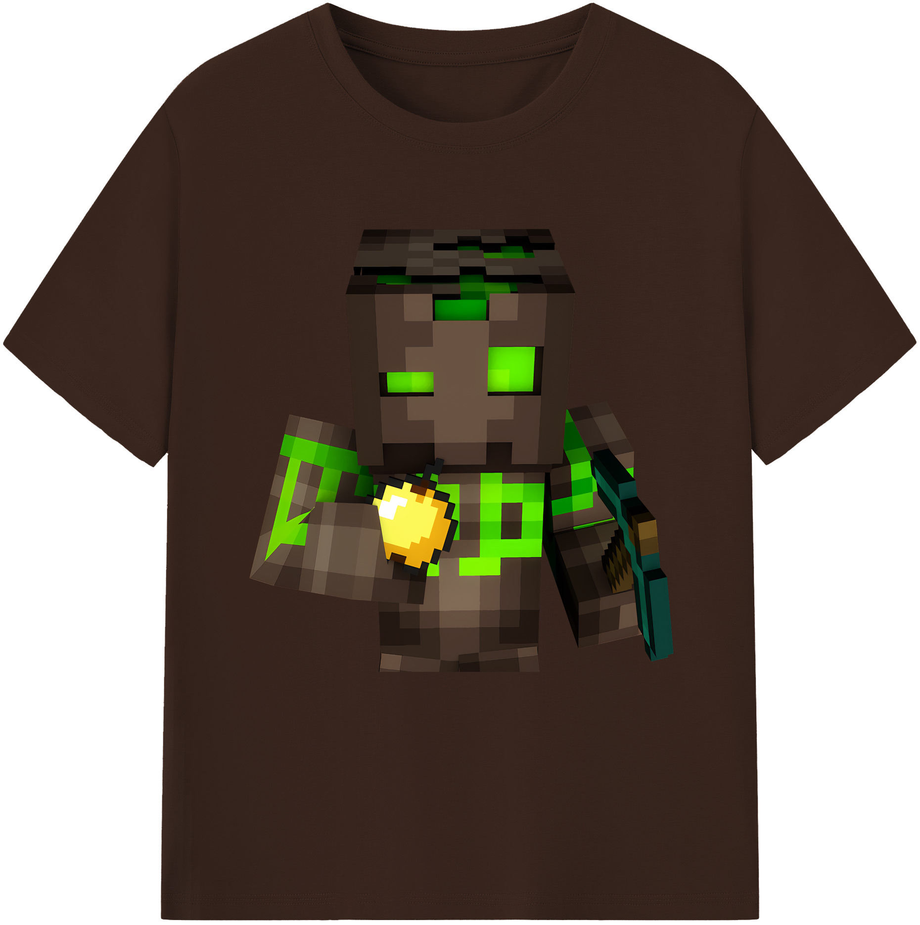 （画像用） マインクラフト ブロックの世界 Minecraft MC Block world 綿100％半袖Tシャツ（フロントプリント）