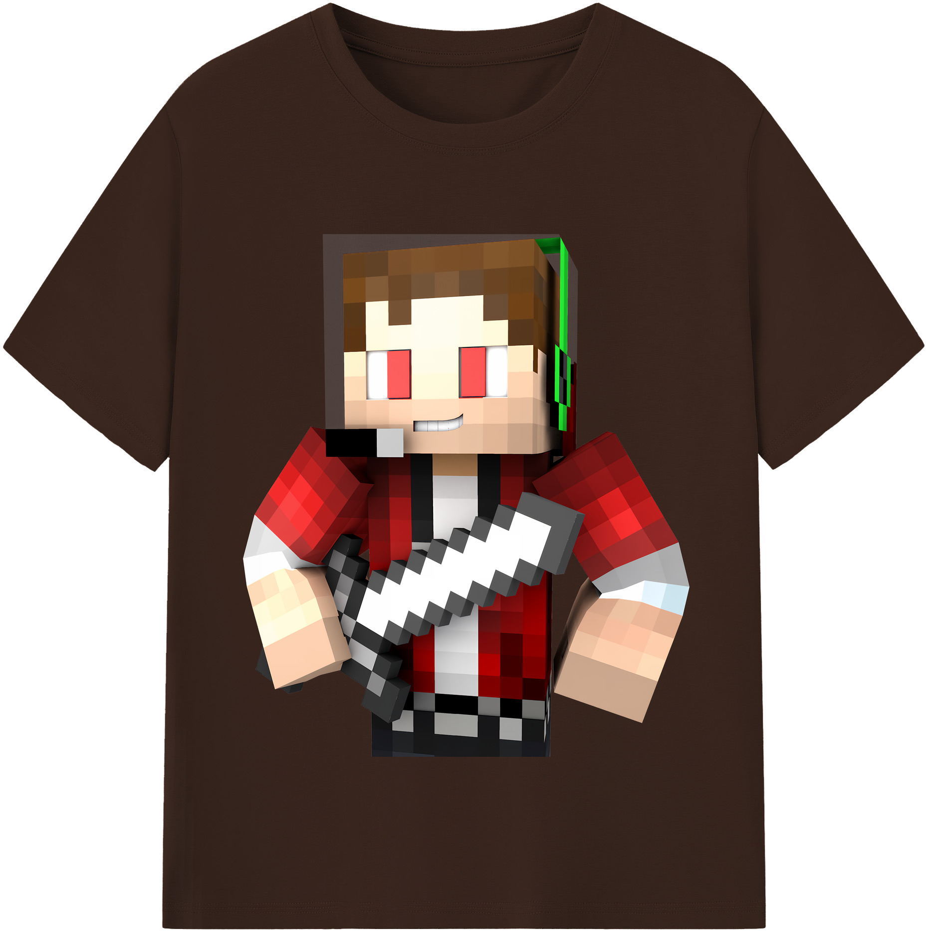（画像用） マインクラフト ブロックの世界 Minecraft MC Block world 綿100％半袖Tシャツ（フロントプリント）