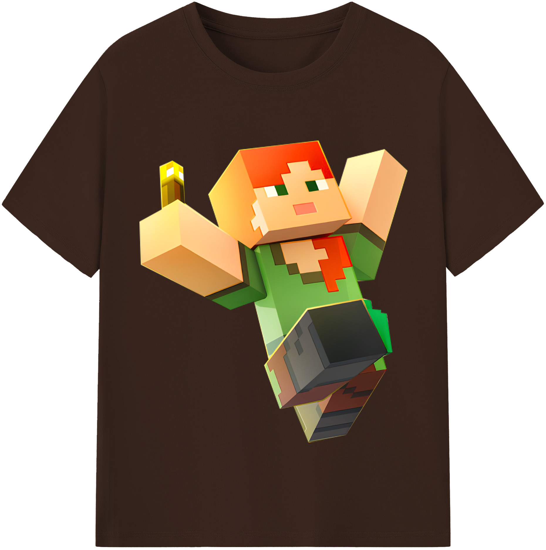 （画像用） マインクラフト ブロックの世界 Minecraft MC Block world 綿100％半袖Tシャツ（フロントプリント）