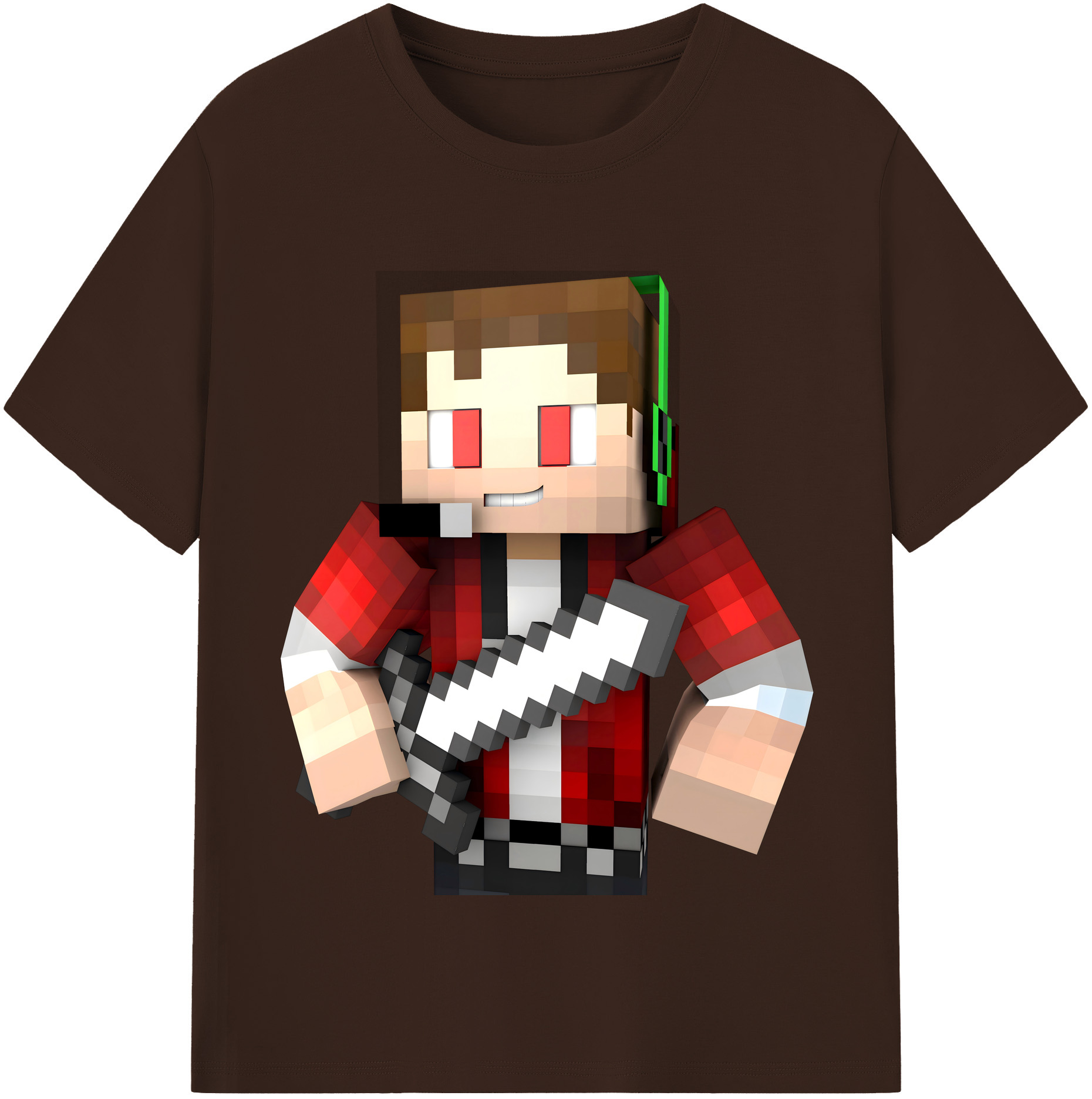 （画像用） マインクラフト ブロックの世界 Minecraft MC Block world 綿100％半袖Tシャツ（フロントプリント）