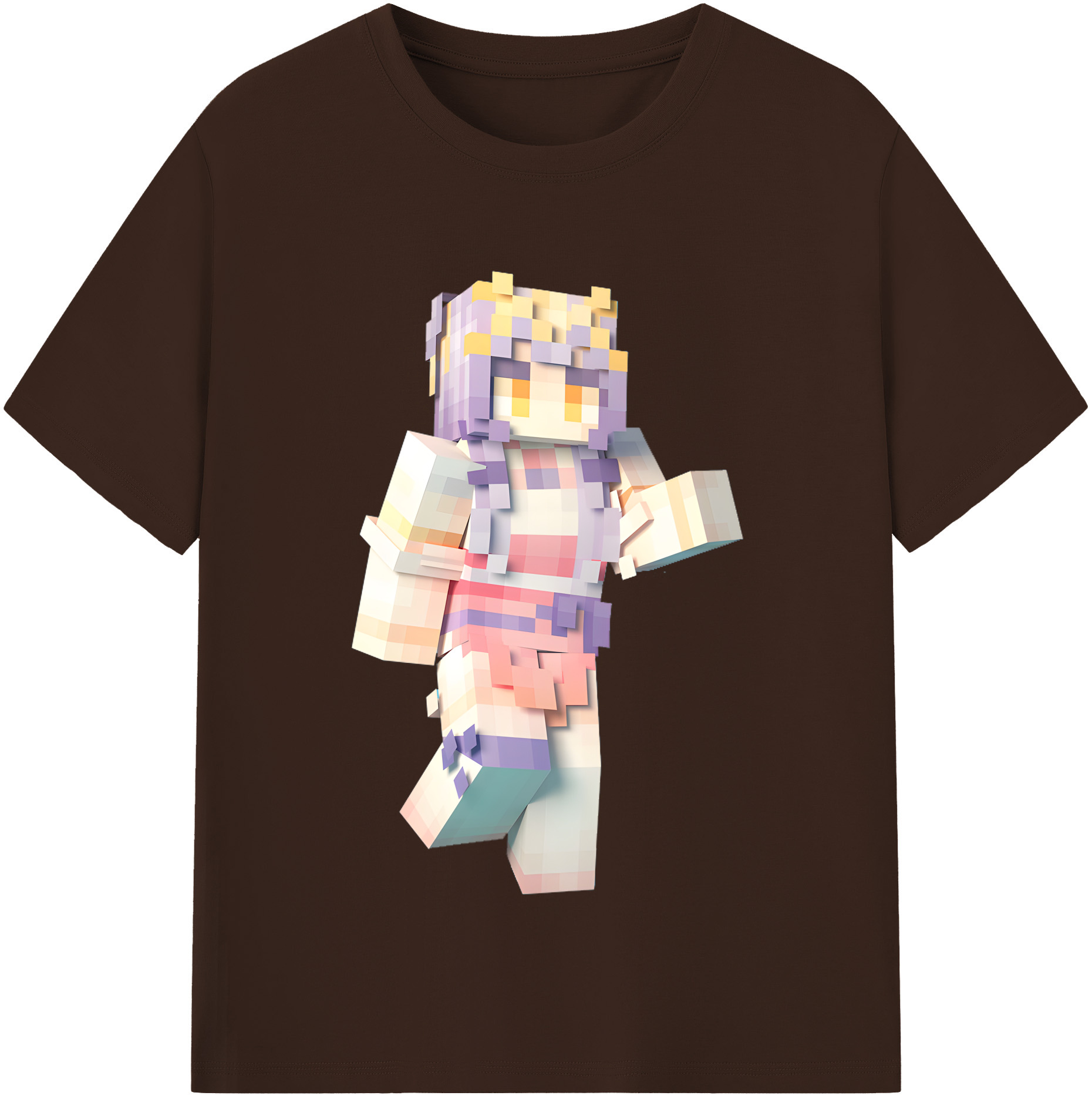 （画像用） マインクラフト ブロックの世界 Minecraft MC Block world 綿100％半袖Tシャツ（フロントプリント）
