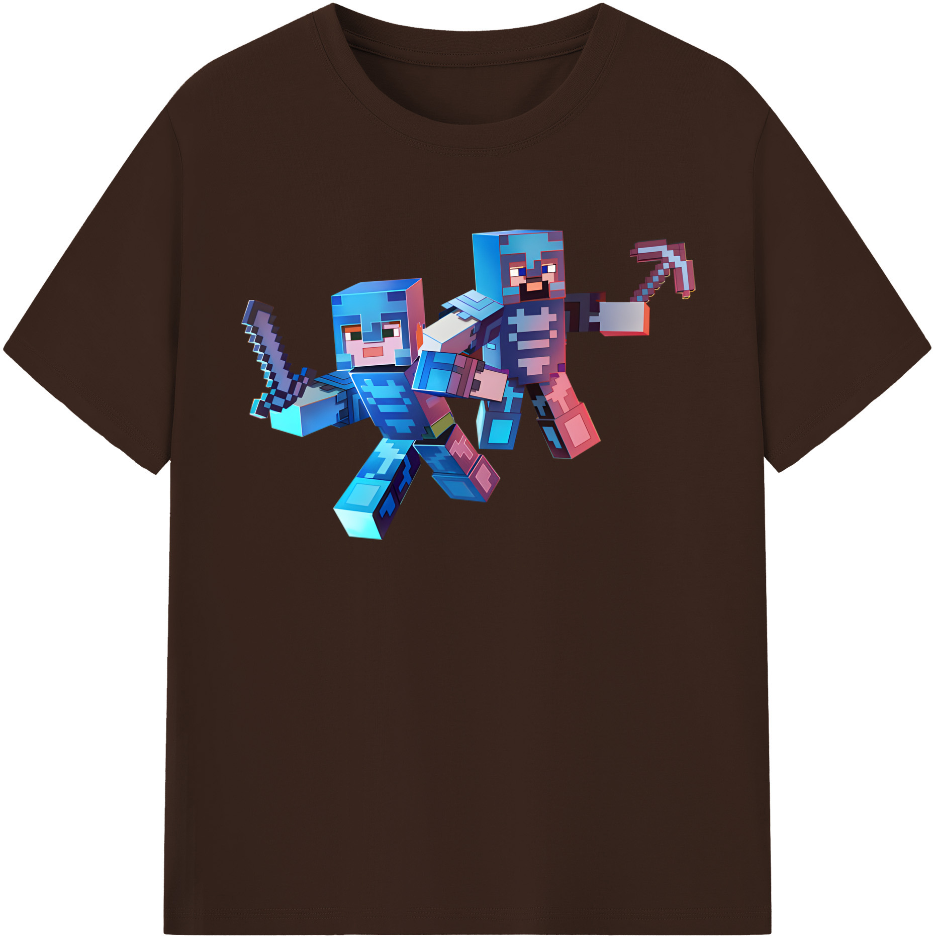 （画像用） マインクラフト ブロックの世界 Minecraft MC Block world 綿100％半袖Tシャツ（フロントプリント）