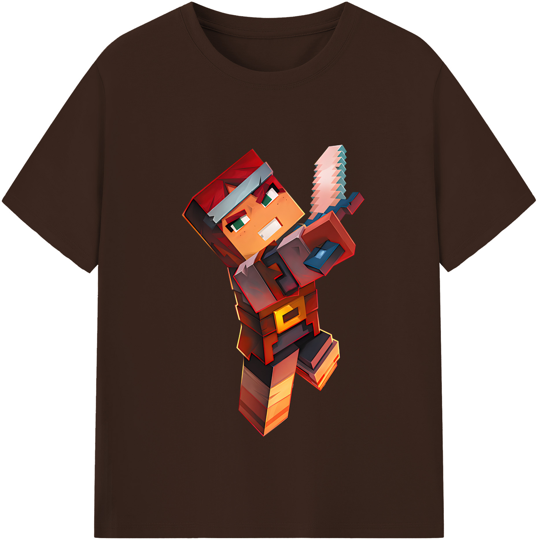 （画像用） マインクラフト ブロックの世界 Minecraft MC Block world 綿100％半袖Tシャツ（フロントプリント）