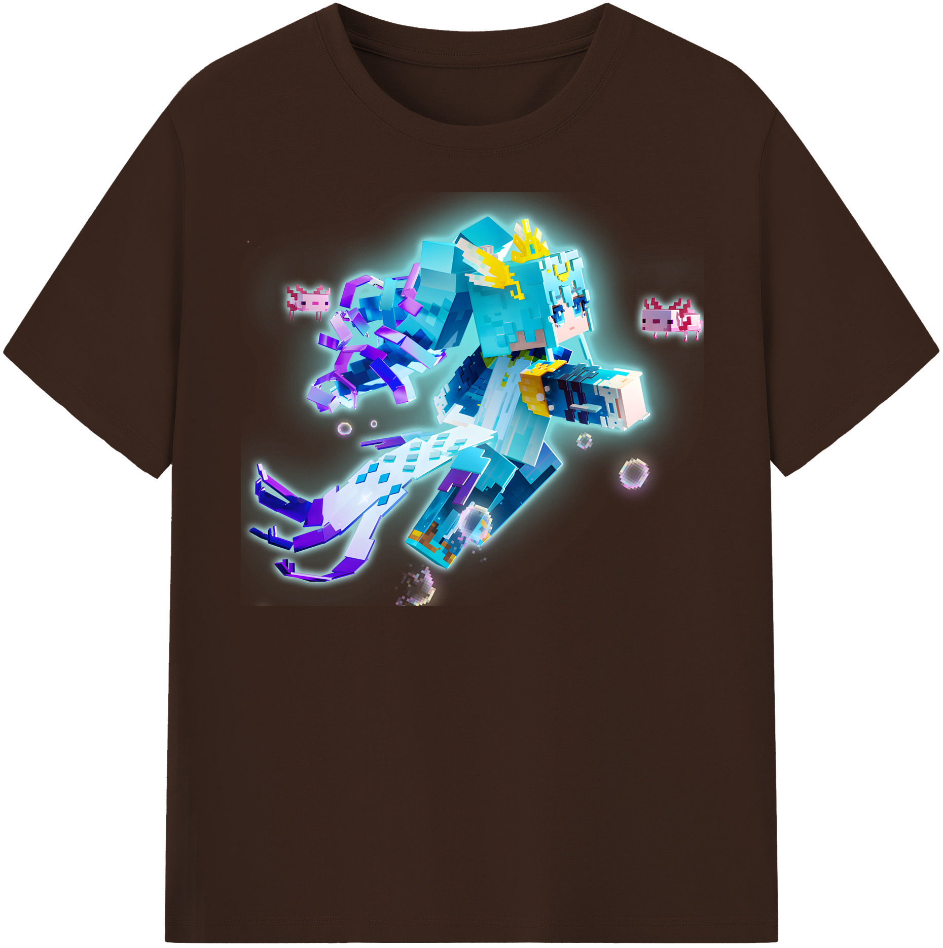 （画像用） マインクラフト ブロックの世界 Minecraft MC Block world 綿100％半袖Tシャツ（フロントプリント）