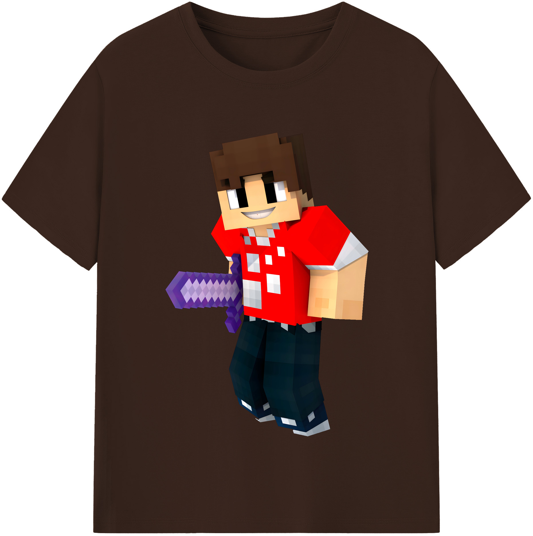 （画像用） マインクラフト ブロックの世界 Minecraft MC Block world 綿100％半袖Tシャツ（フロントプリント）