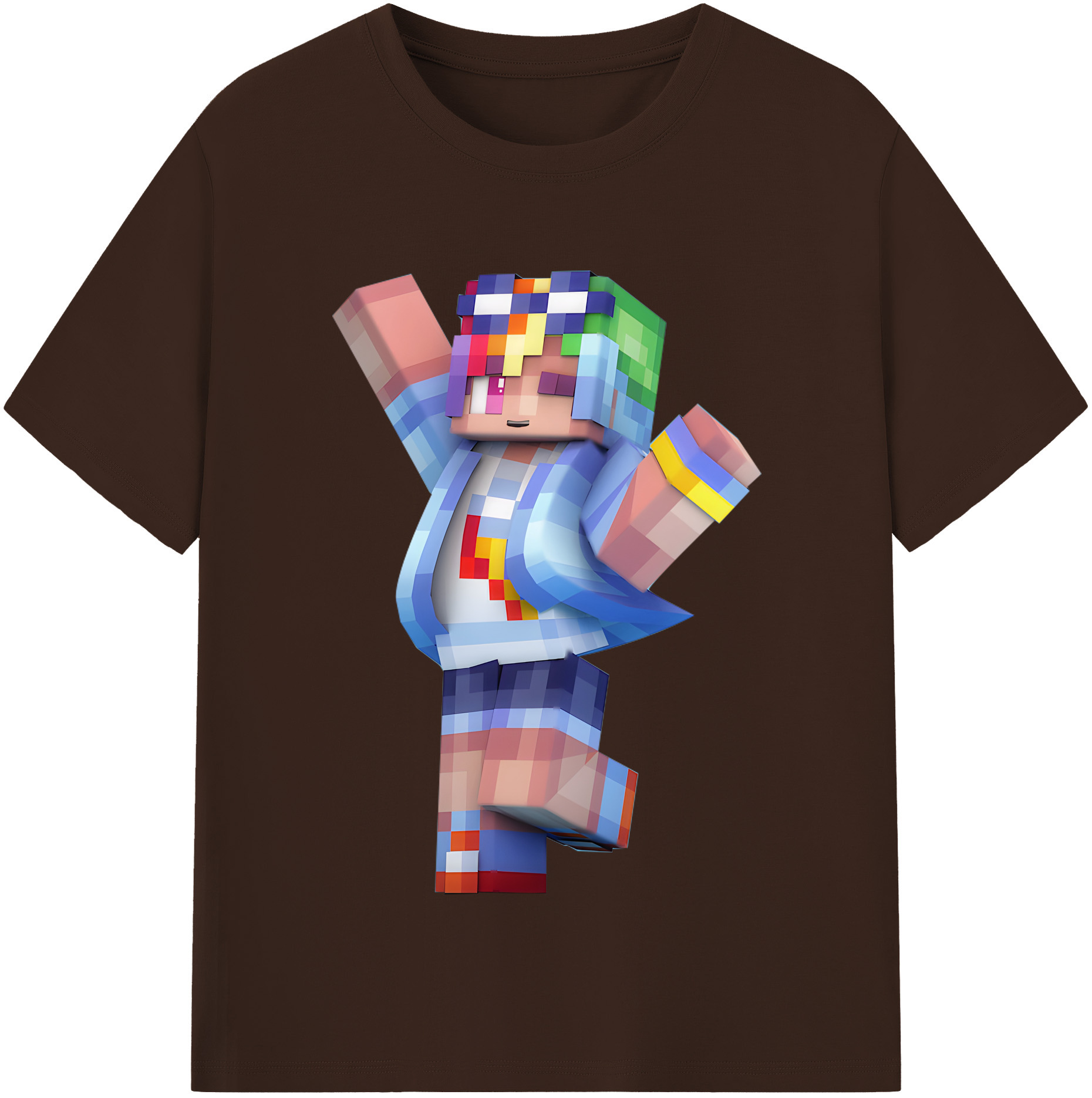 （画像用） マインクラフト ブロックの世界 Minecraft MC Block world 綿100％半袖Tシャツ（フロントプリント）