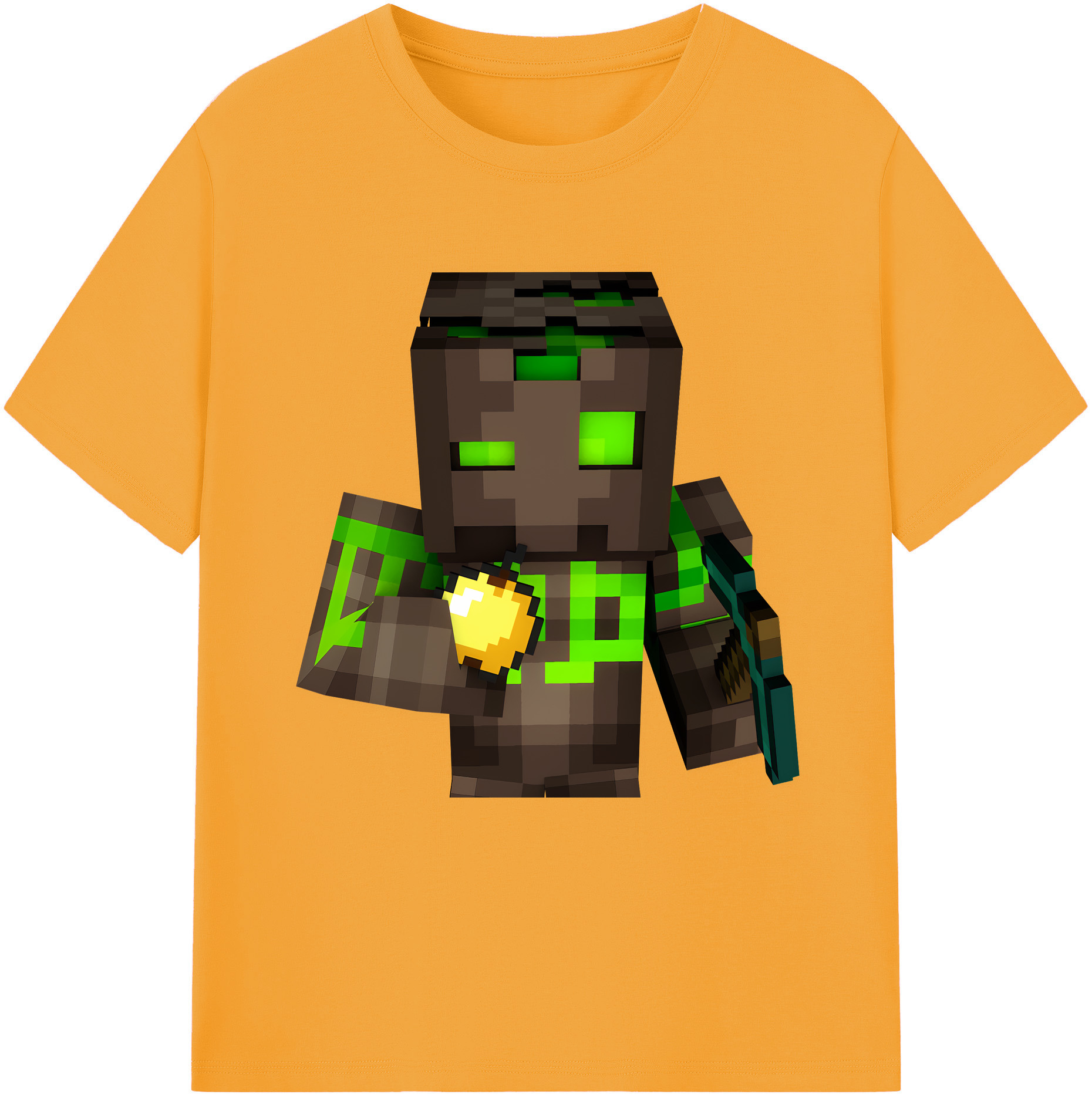 （画像用） マインクラフト ブロックの世界 Minecraft MC Block world 綿100％半袖Tシャツ（フロントプリント）