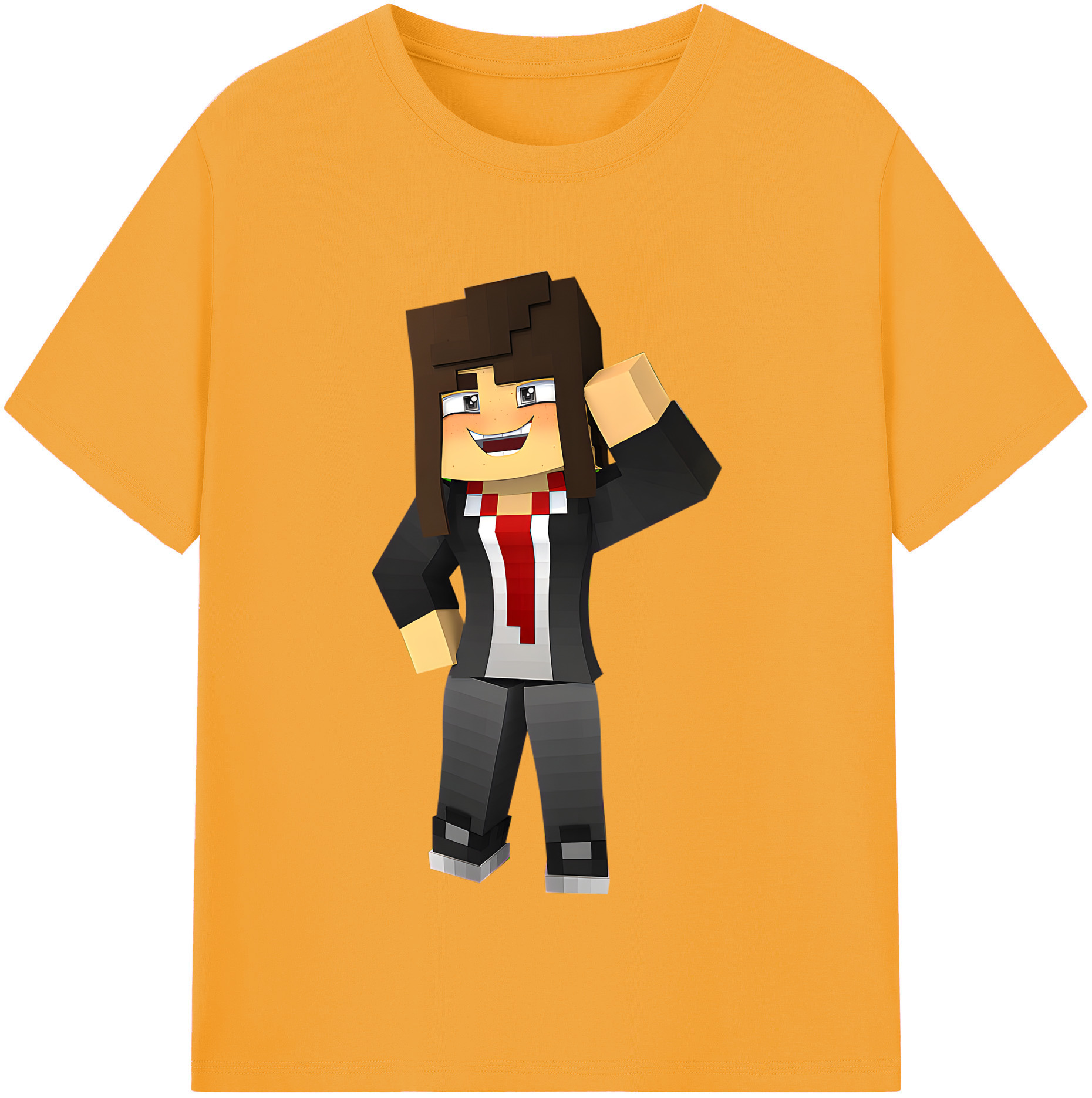 （画像用） マインクラフト ブロックの世界 Minecraft MC Block world 綿100％半袖Tシャツ（フロントプリント）