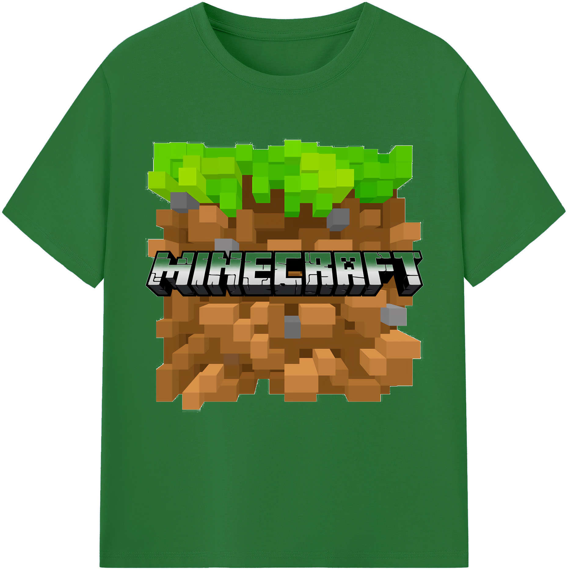 （画像用） マインクラフト ブロックの世界 Minecraft MC Block world 綿100％半袖Tシャツ（フロントプリント）