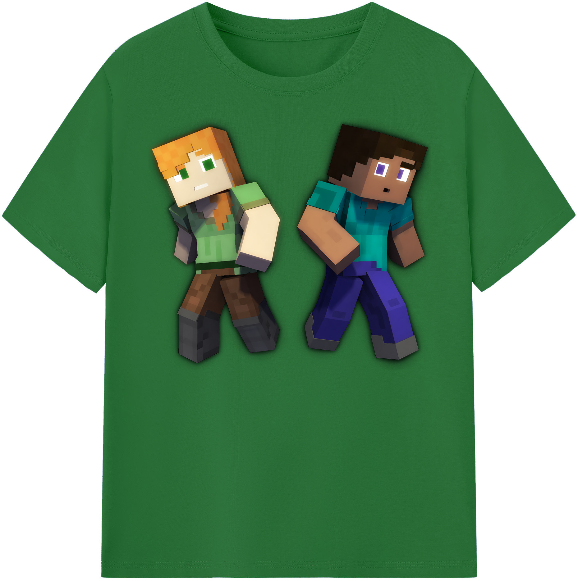 （画像用） マインクラフト ブロックの世界 Minecraft MC Block world 綿100％半袖Tシャツ（フロントプリント）