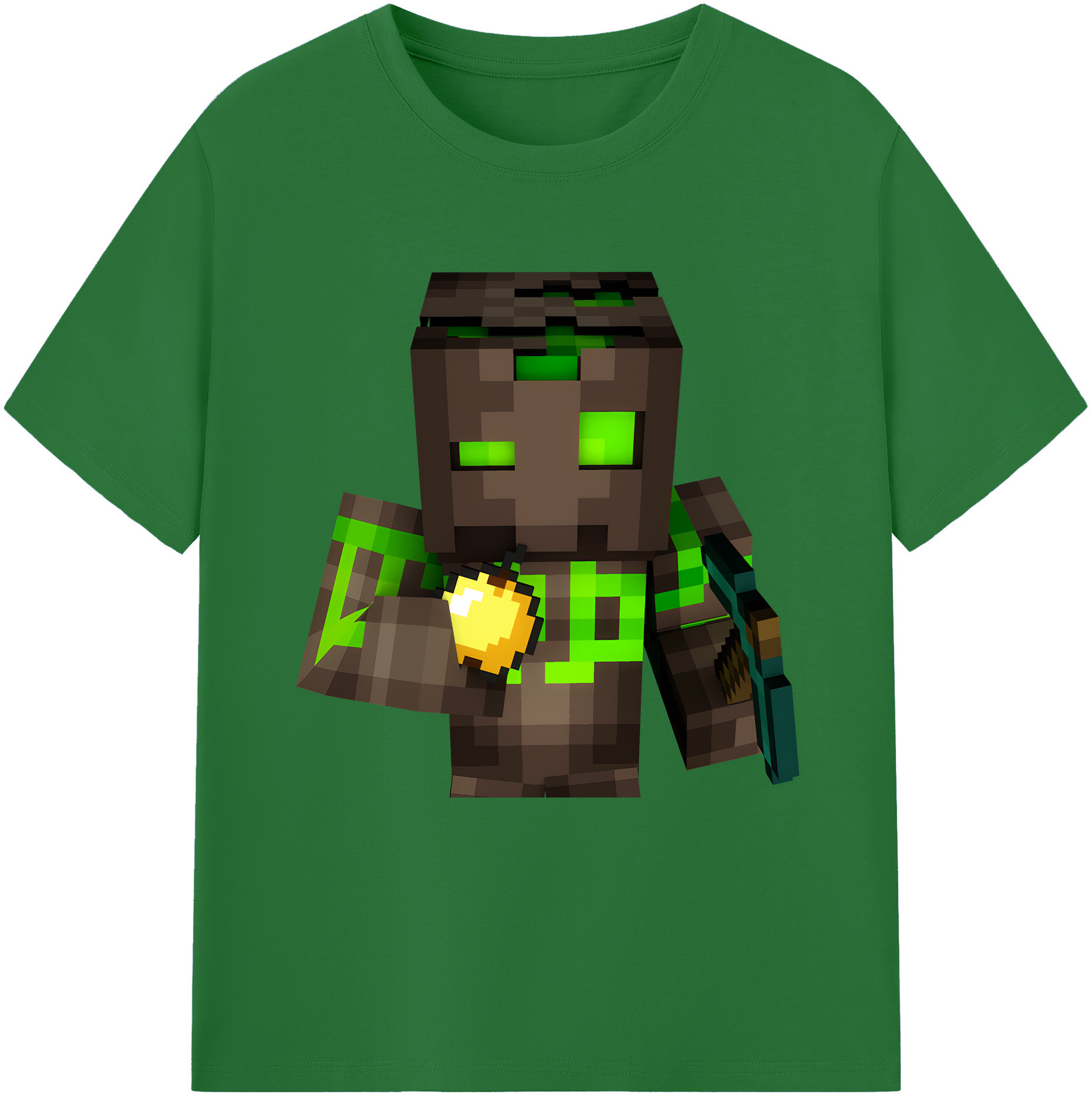 （画像用） マインクラフト ブロックの世界 Minecraft MC Block world 綿100％半袖Tシャツ（フロントプリント）