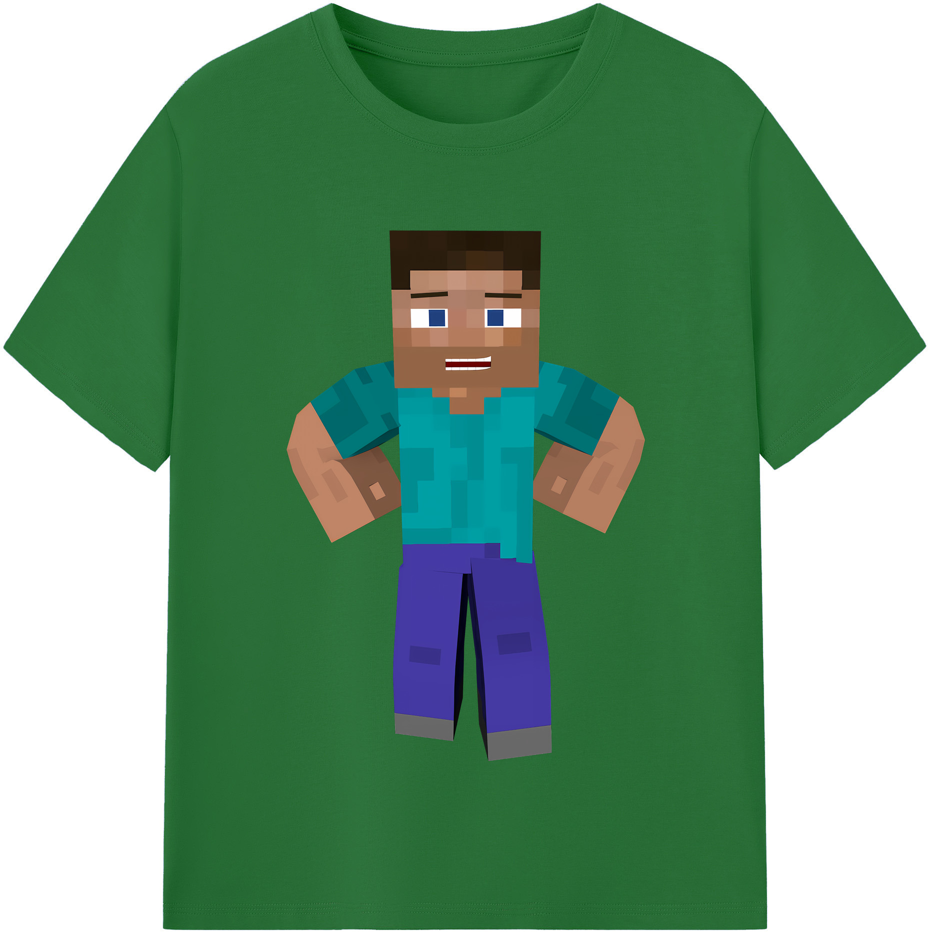 （画像用） マインクラフト ブロックの世界 Minecraft MC Block world 綿100％半袖Tシャツ（フロントプリント）