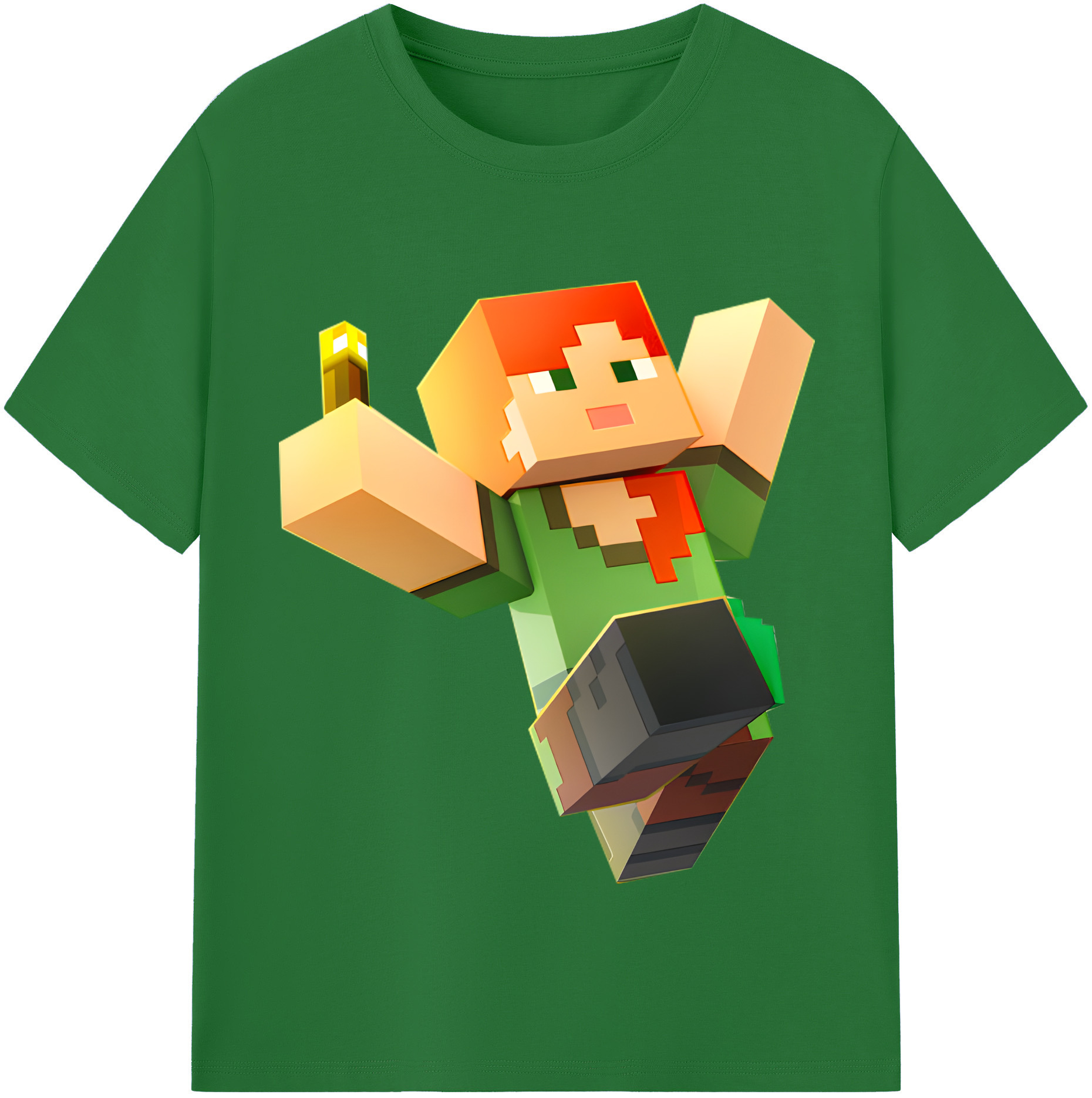 （画像用） マインクラフト ブロックの世界 Minecraft MC Block world 綿100％半袖Tシャツ（フロントプリント）