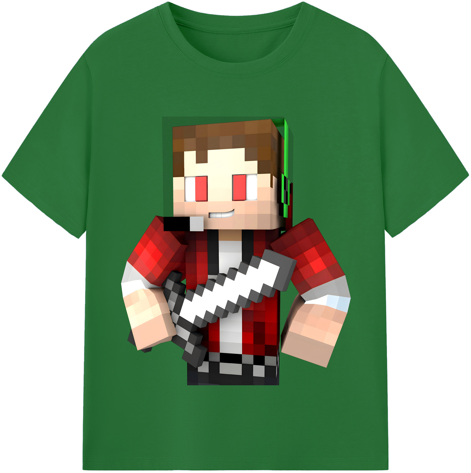 （画像用） マインクラフト ブロックの世界 Minecraft MC Block world 綿100％半袖Tシャツ（フロントプリント）